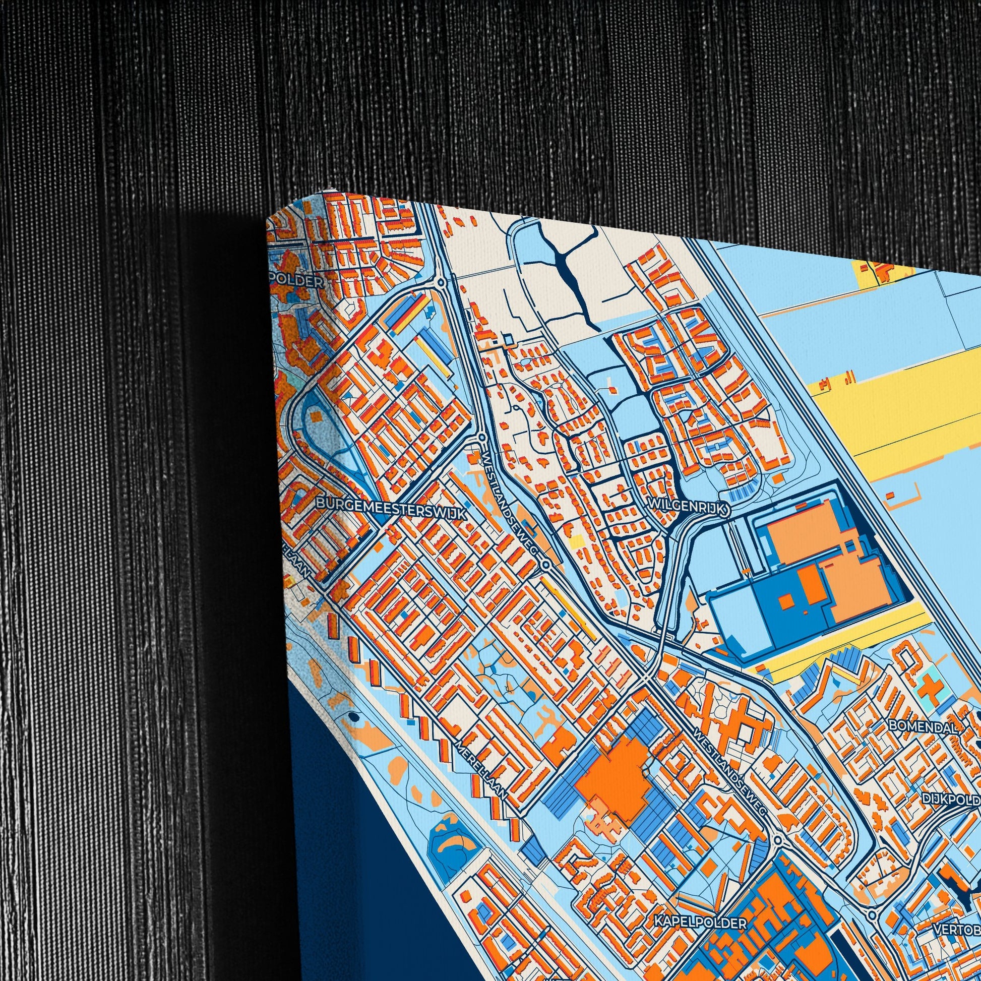 Maassluis Netherlands Colorful City Map Canvas Print Detail