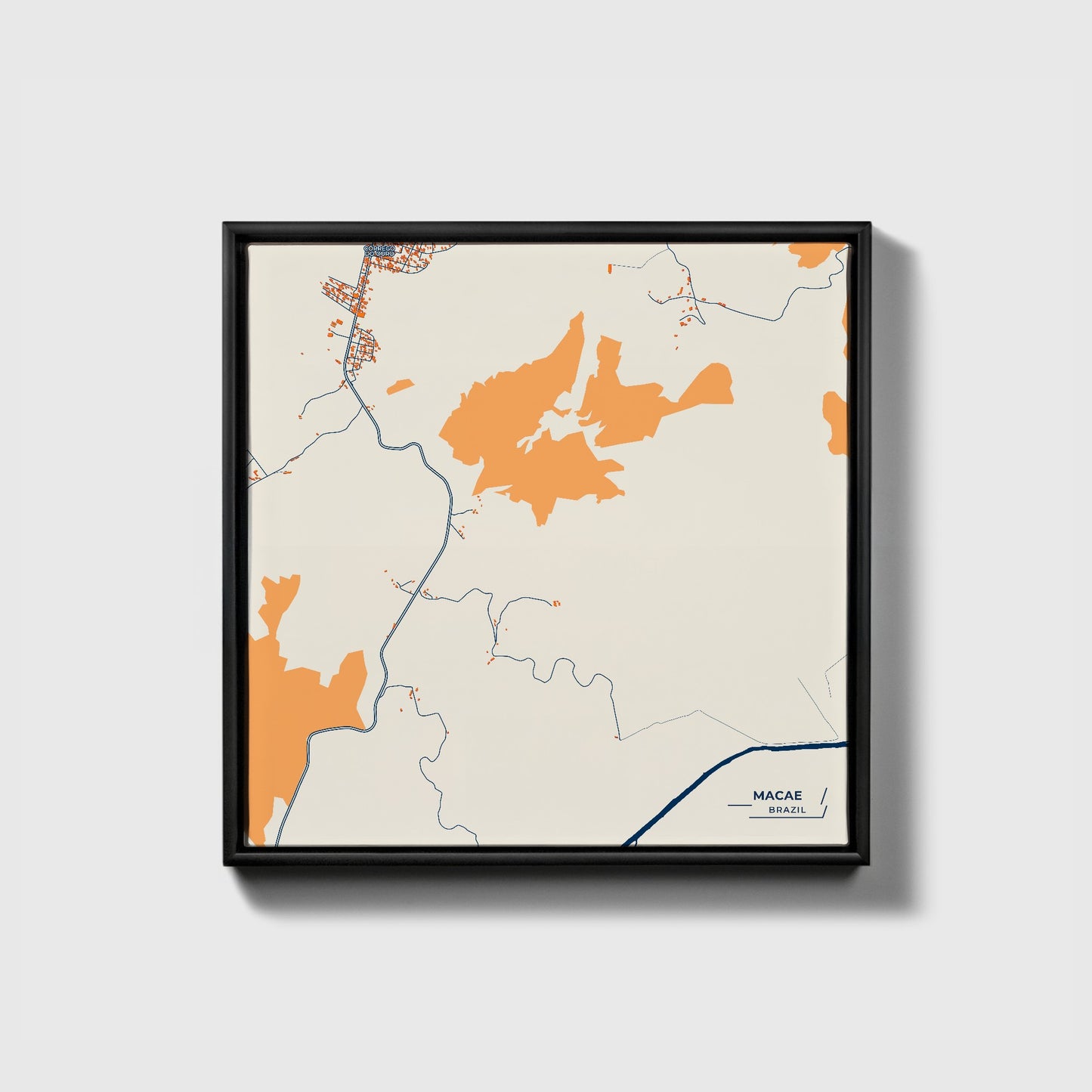 Macae Brazil Colorful City Map Canvas Print • Black Framed