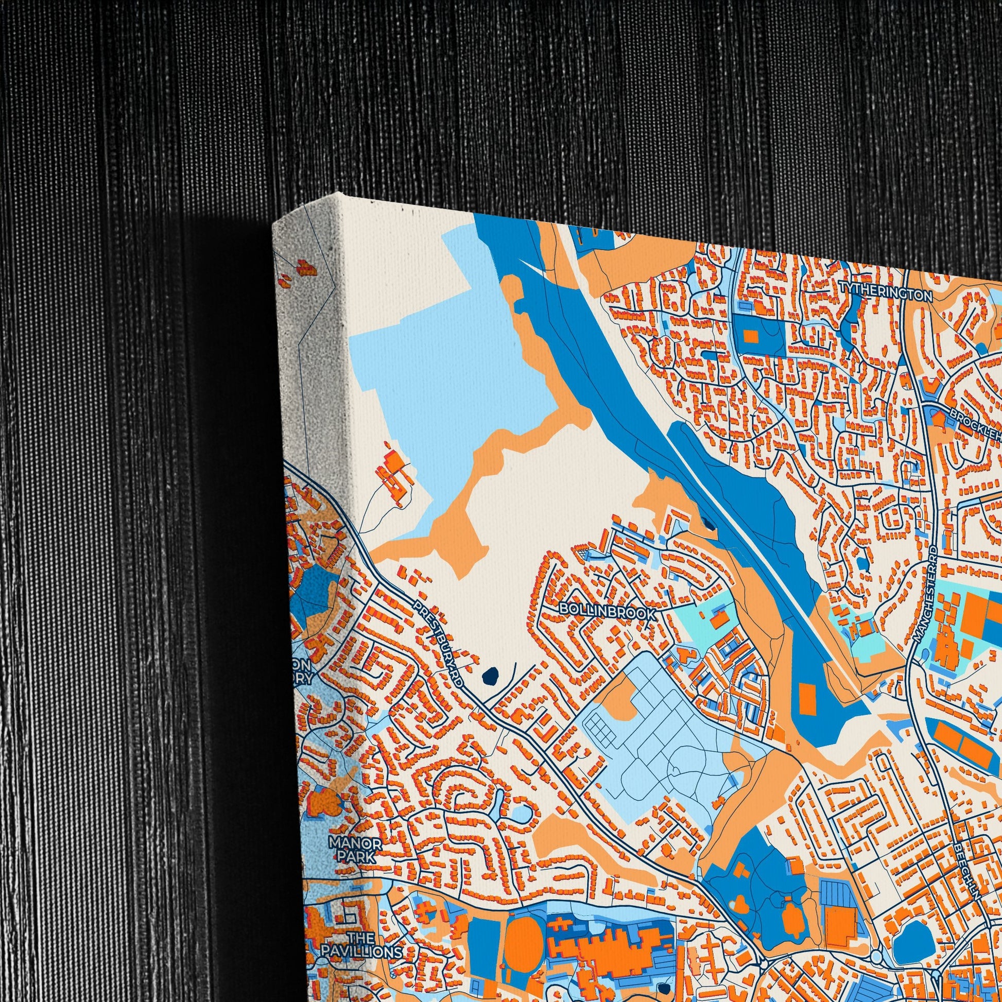 Macclesfield England Colorful City Map Canvas Print Detail
