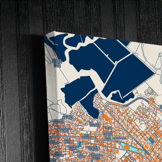 Machala Ecuador Colorful City Map Canvas Print Detail