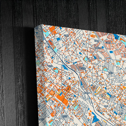 Machida Japan Colorful City Map Canvas Print Detail