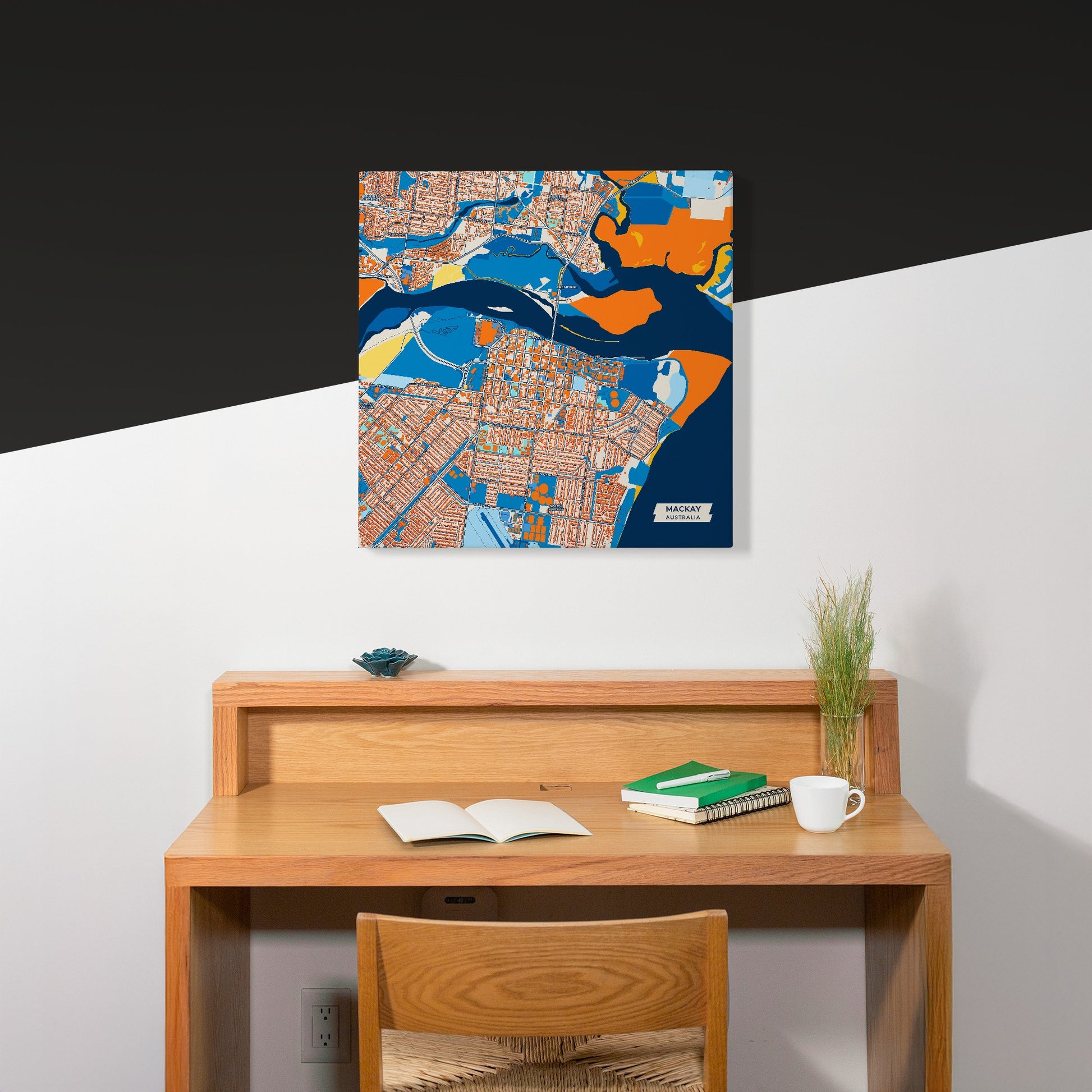 Mackay Australia Colorful City Map Canvas Print Scene