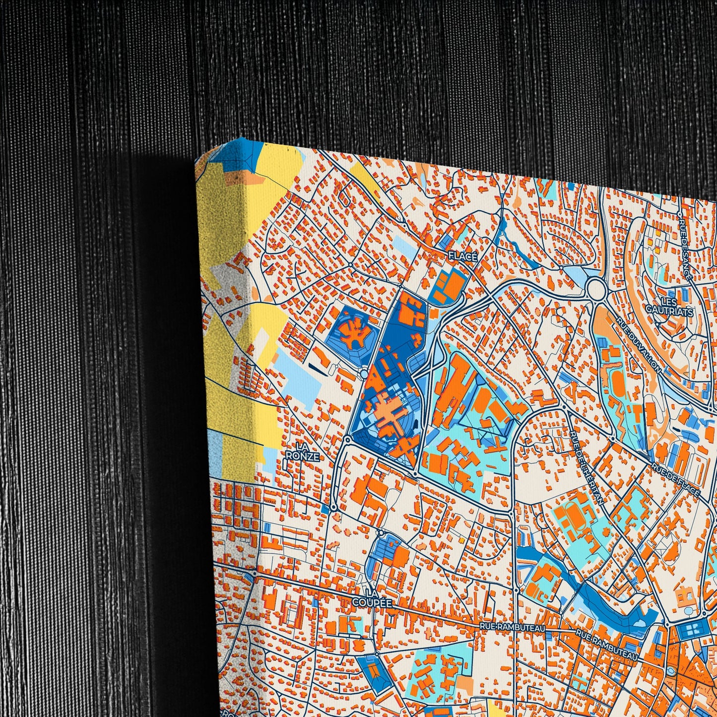 Mâcon France Colorful City Map Canvas Print Detail