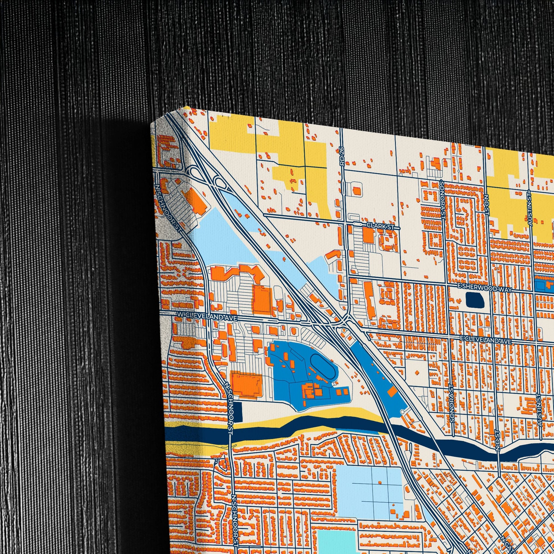 Madera California Colorful City Map Canvas Print Detail