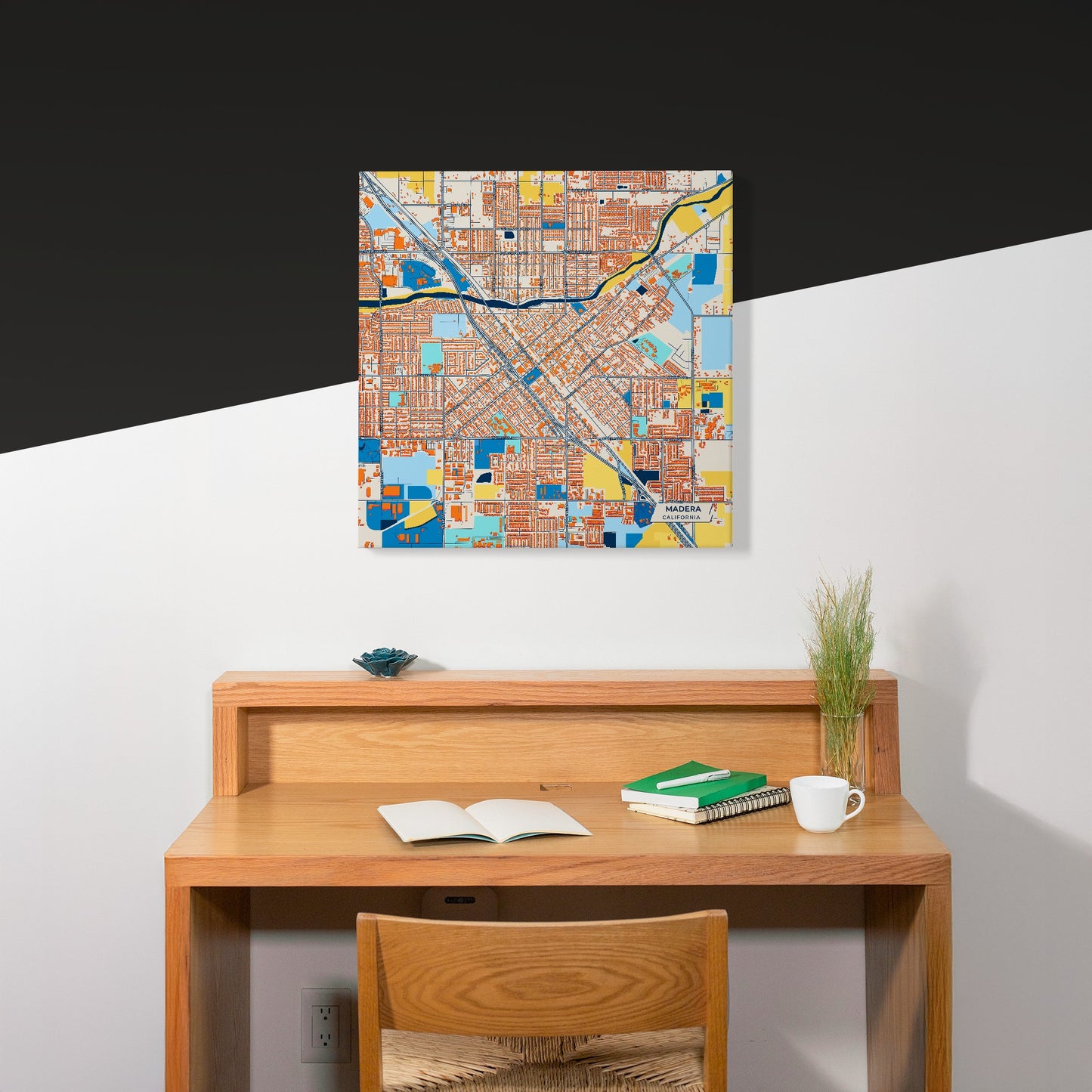 Madera California Colorful City Map Canvas Print Scene