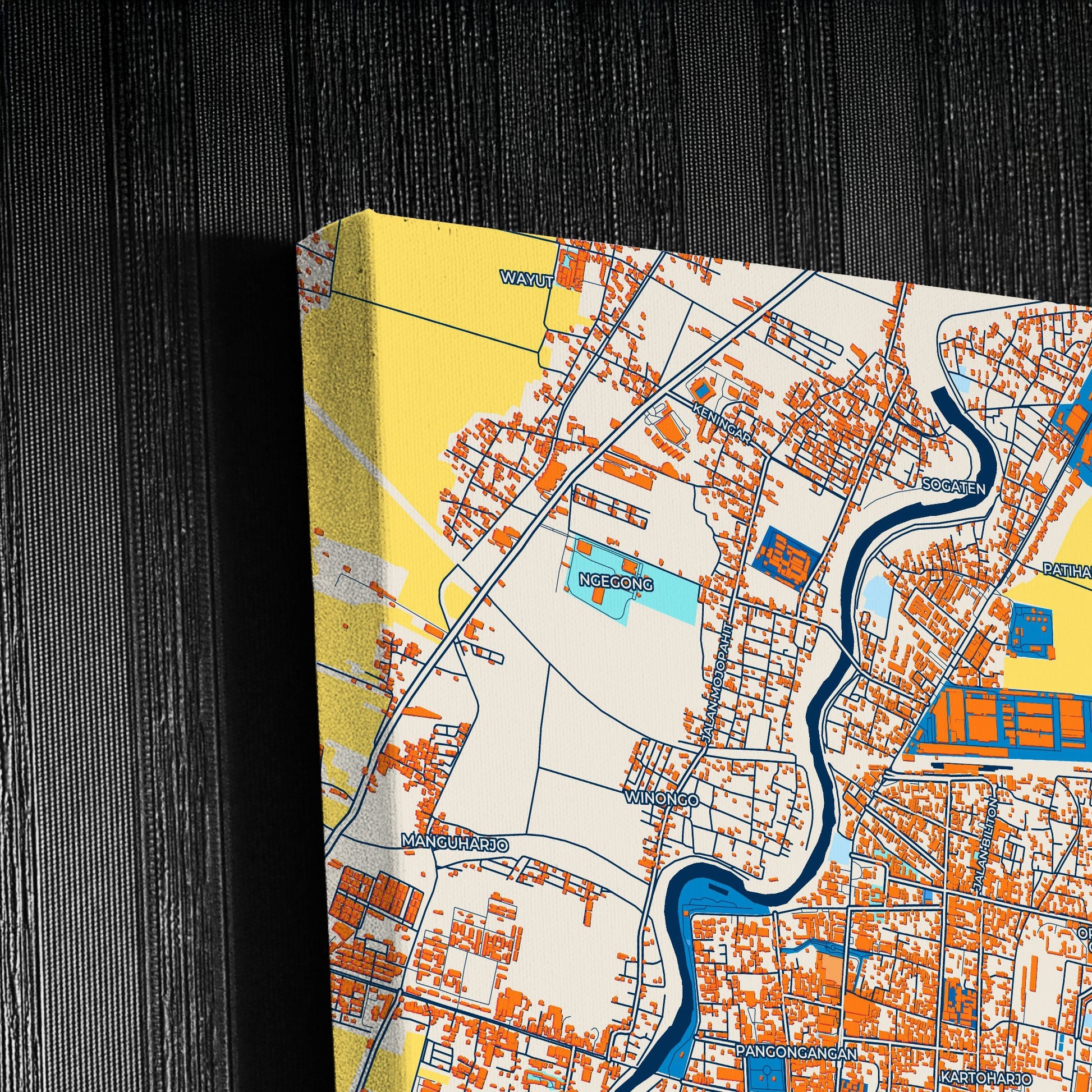 Madiun Indonesia Colorful City Map Canvas Print Detail