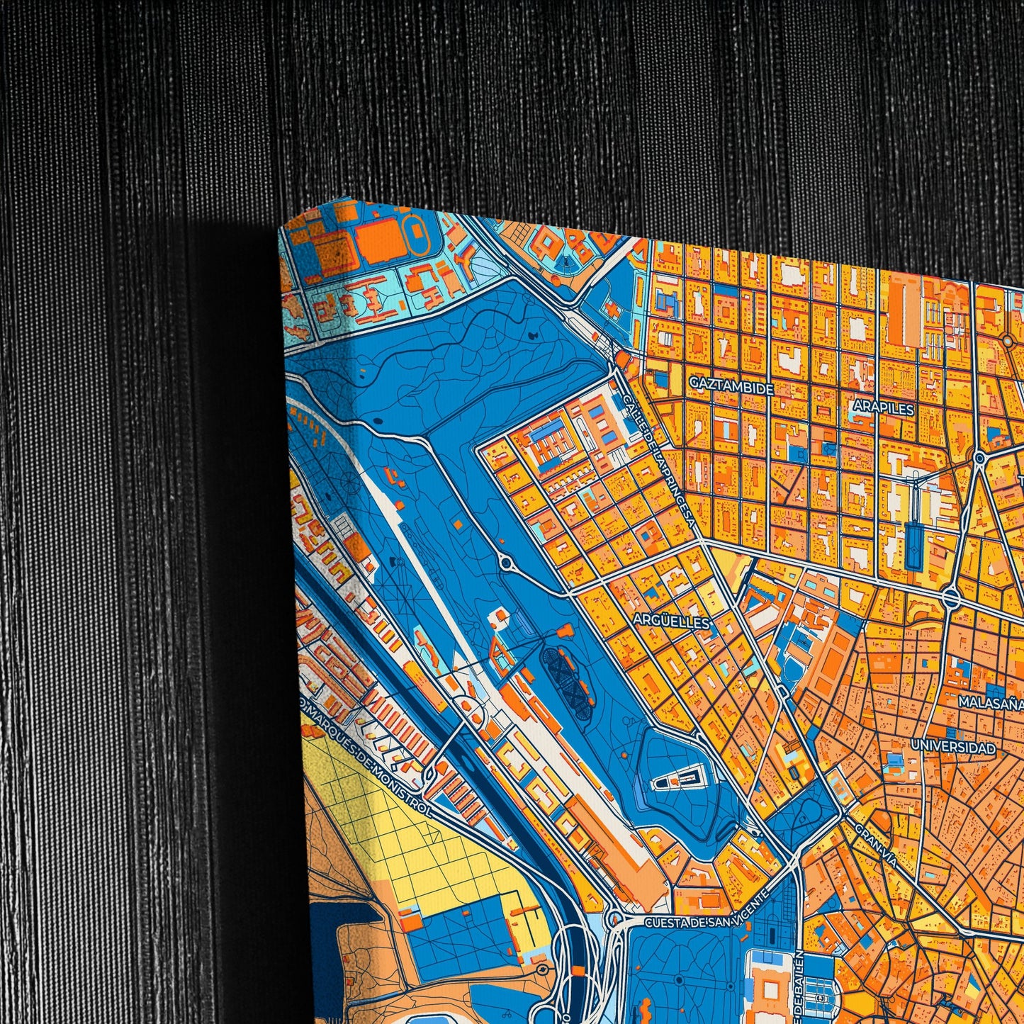 Madrid Spain Colorful City Map Canvas Print Detail