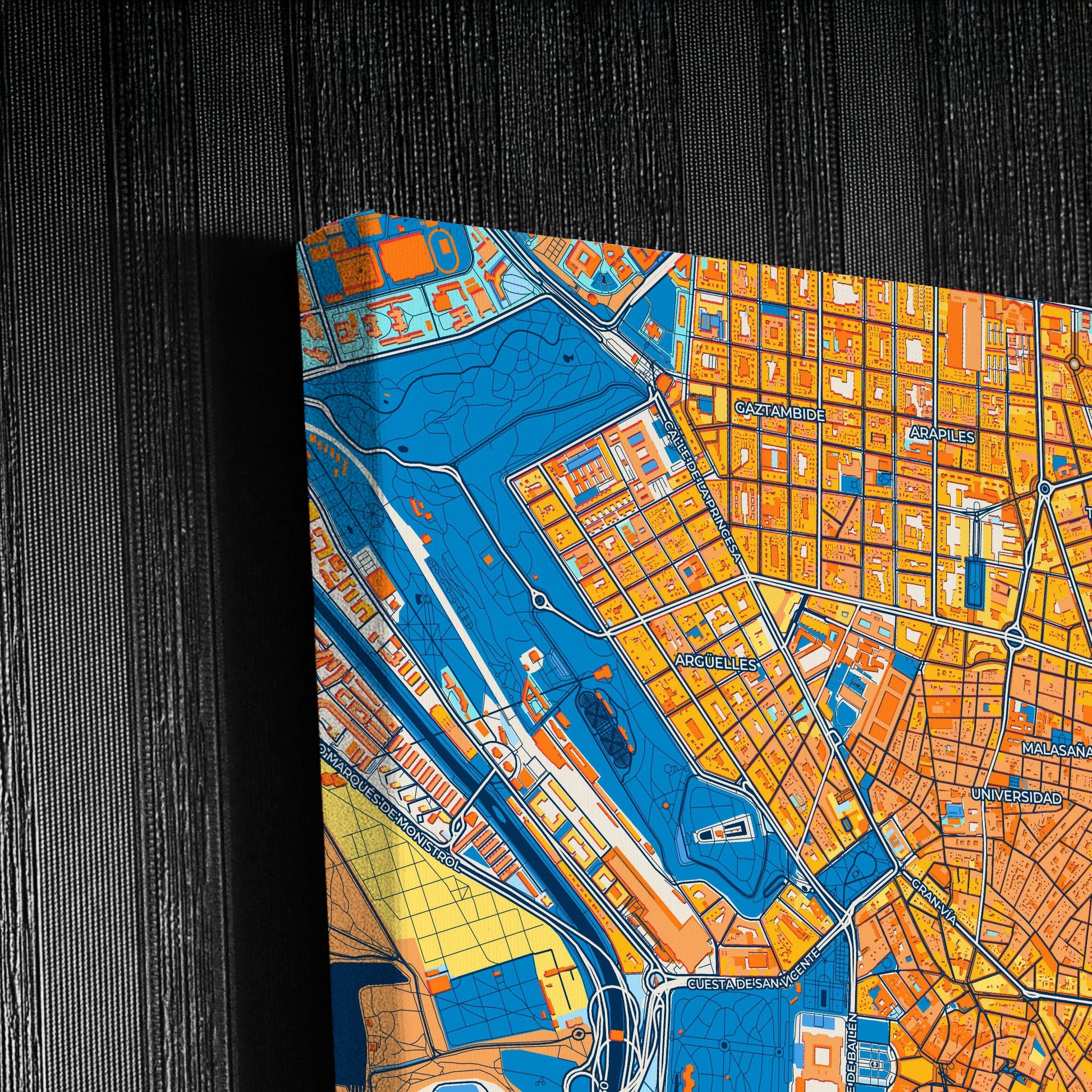 Madrid Spain Colorful City Map Canvas Print Detail