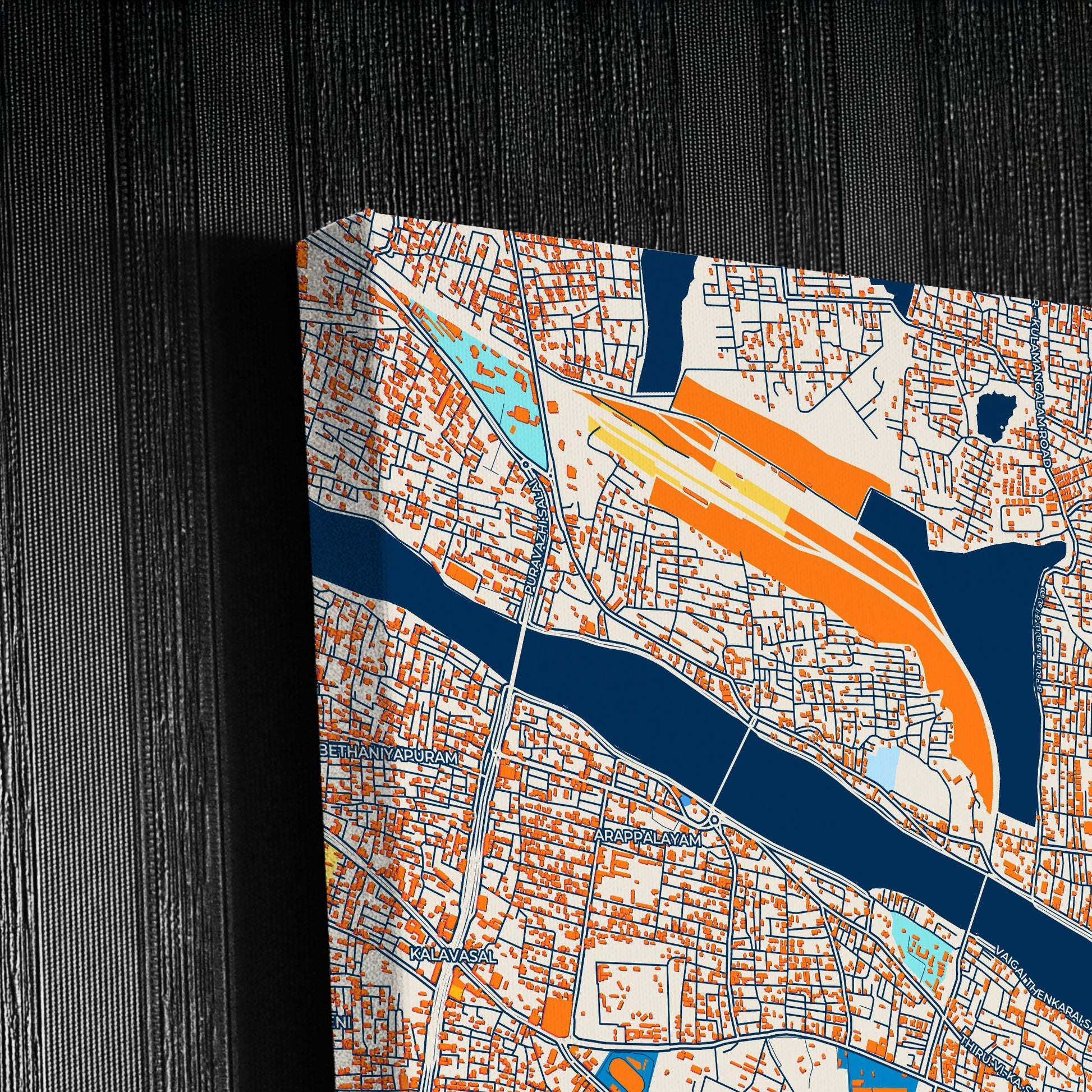 Madurai India Colorful City Map Canvas Print Detail