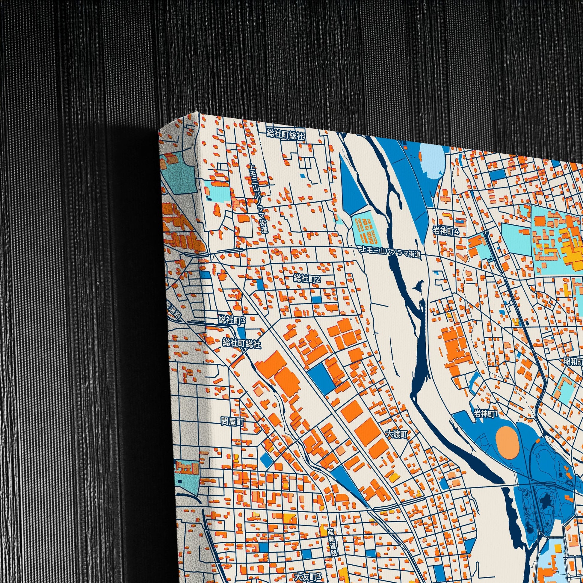 Maebashi Japan Colorful City Map Canvas Print Detail