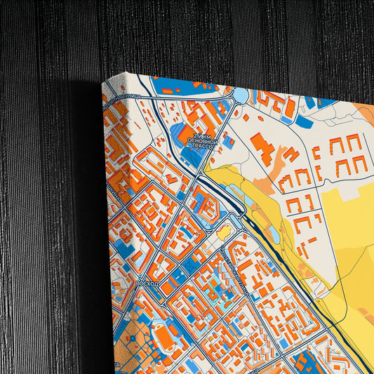 Магаданская Russia Colorful City Map Canvas Print Detail