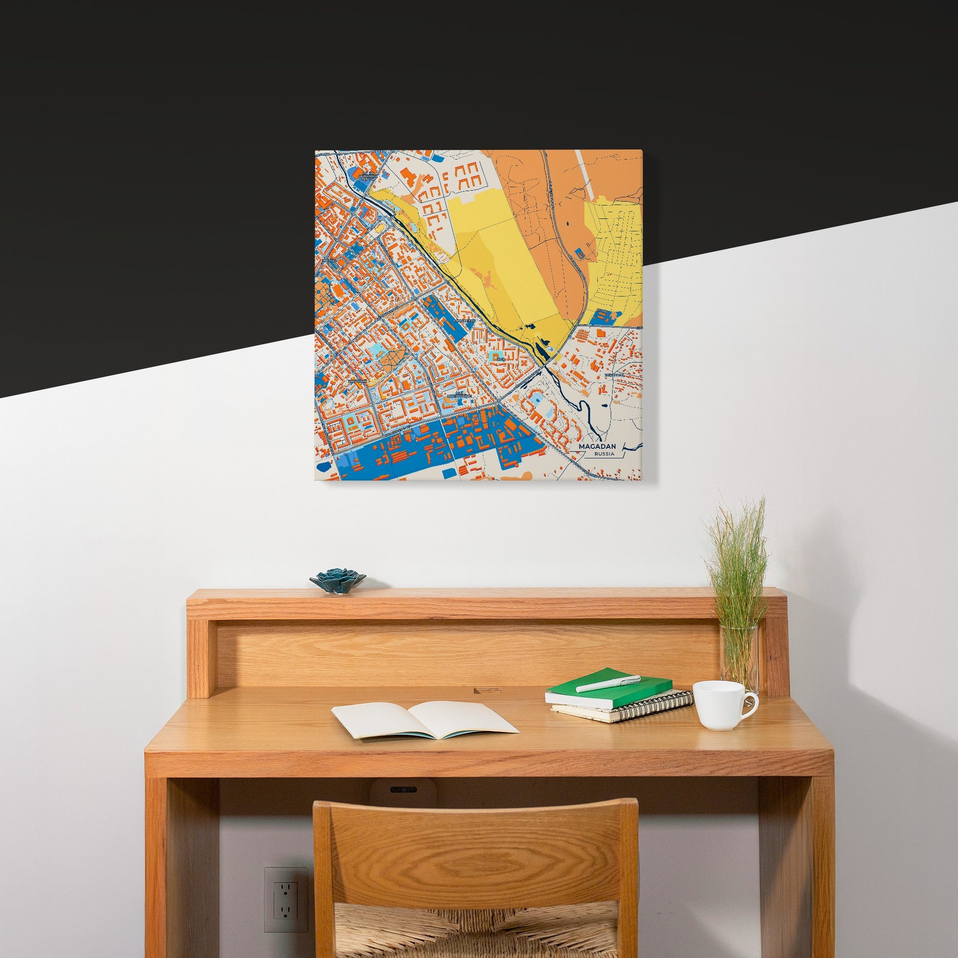 Магаданская Russia Colorful City Map Canvas Print Scene