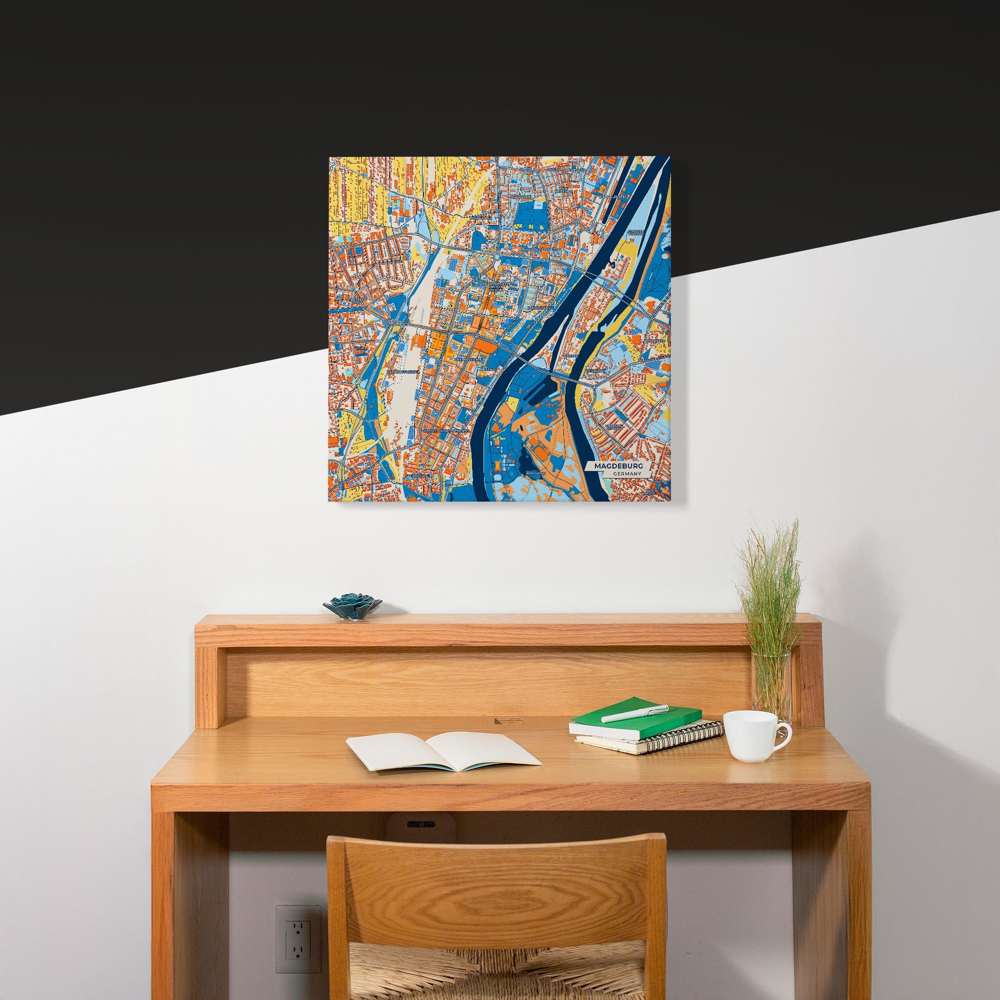 Magdeburg Germany Colorful City Map Canvas Print Scene