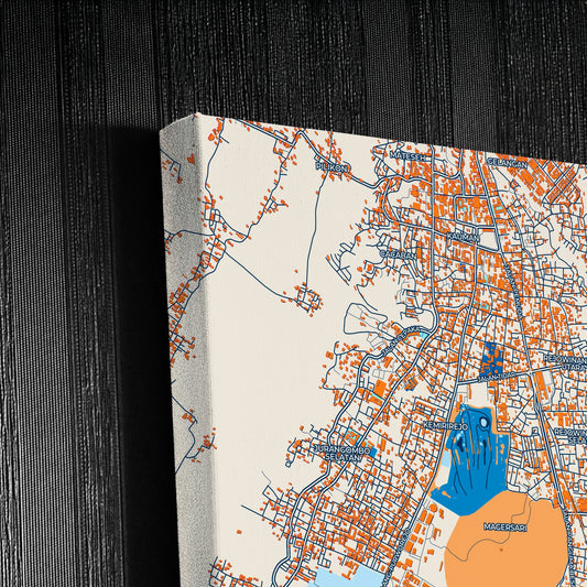 Magelang Indonesia Colorful City Map Canvas Print Detail