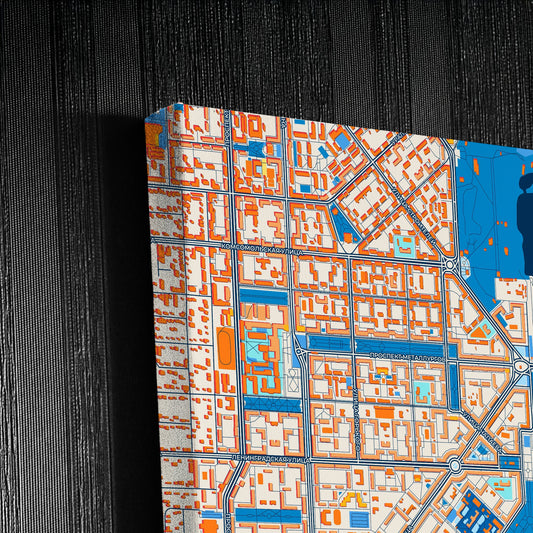 Магнитогорский Russia Colorful City Map Canvas Print Detail