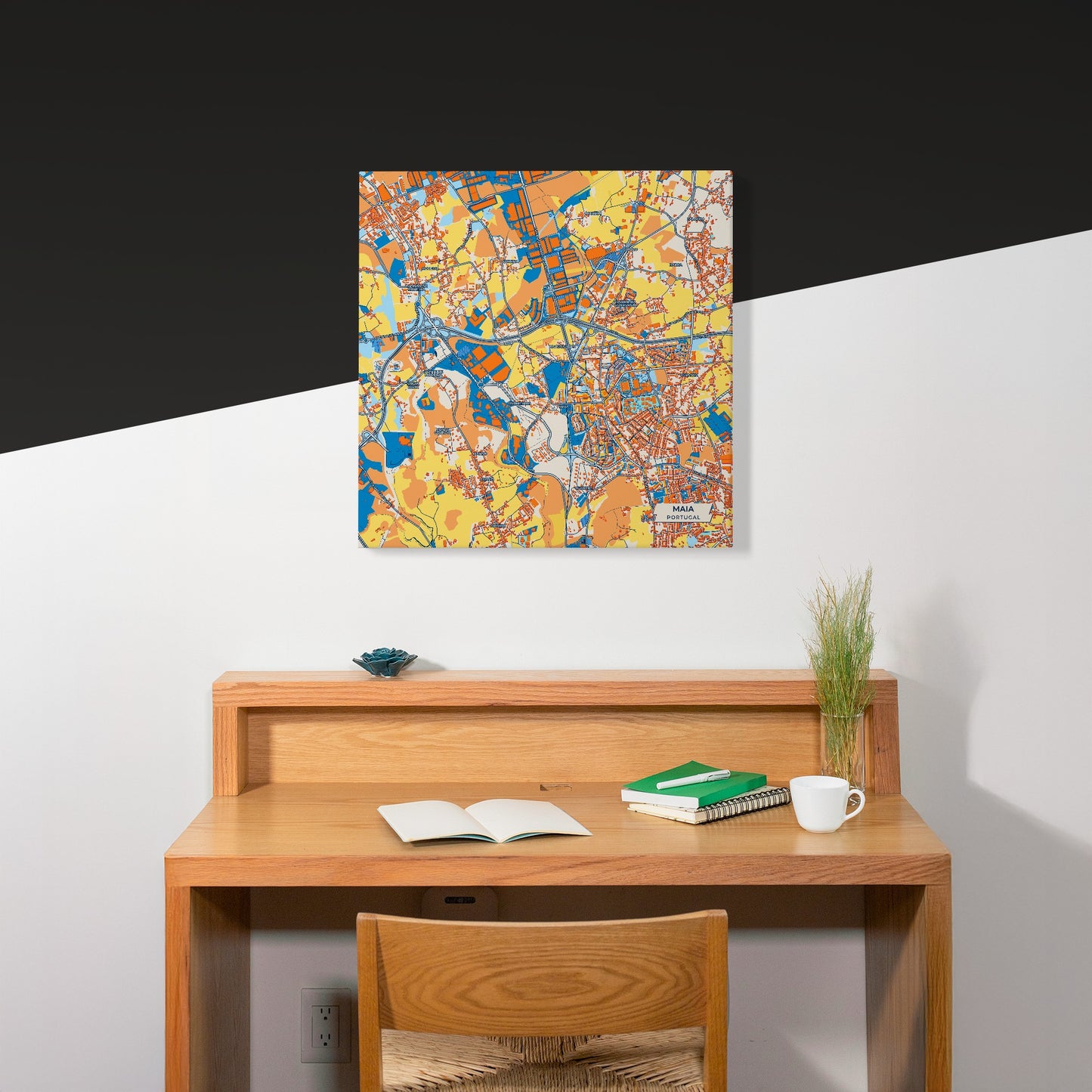 Maia Portugal Colorful City Map Canvas Print Scene