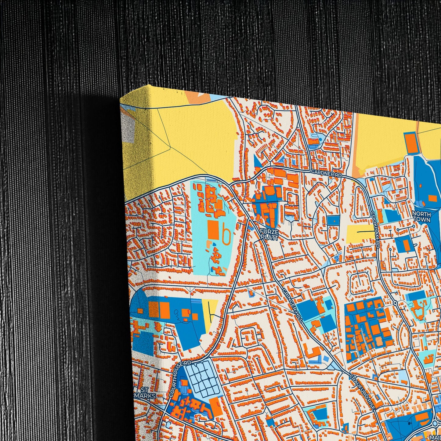 Maidenhead England Colorful City Map Canvas Print Detail