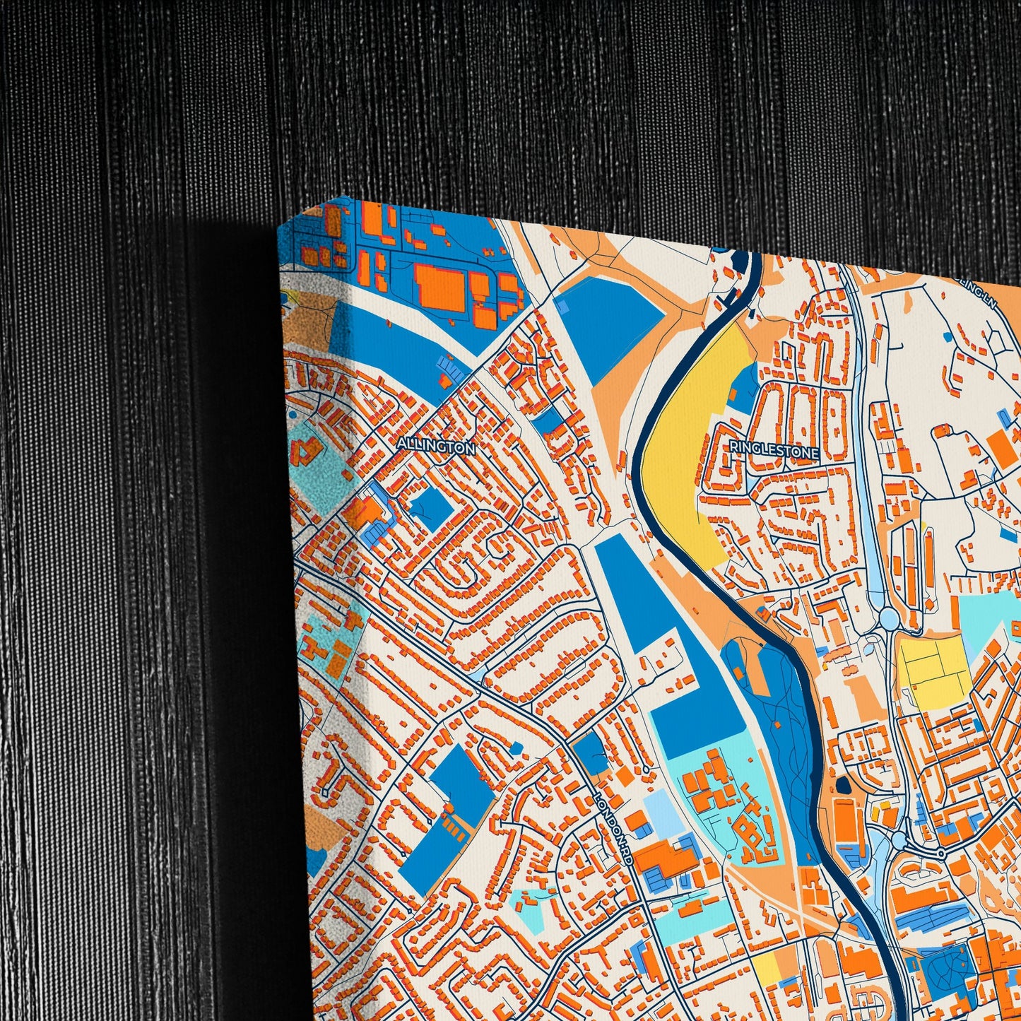 Maidstone England Colorful City Map Canvas Print Detail