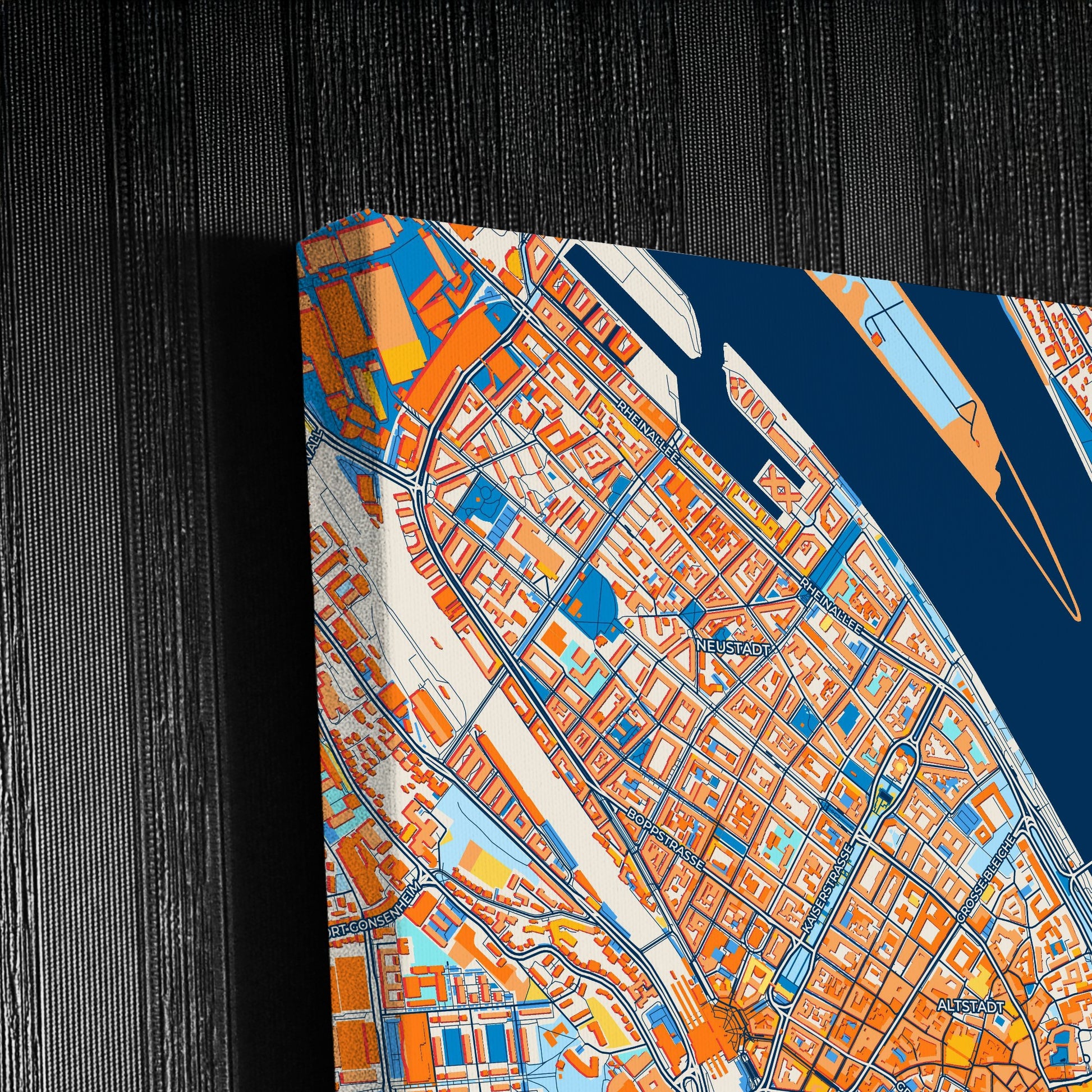 Mainz Germany Colorful City Map Canvas Print Detail