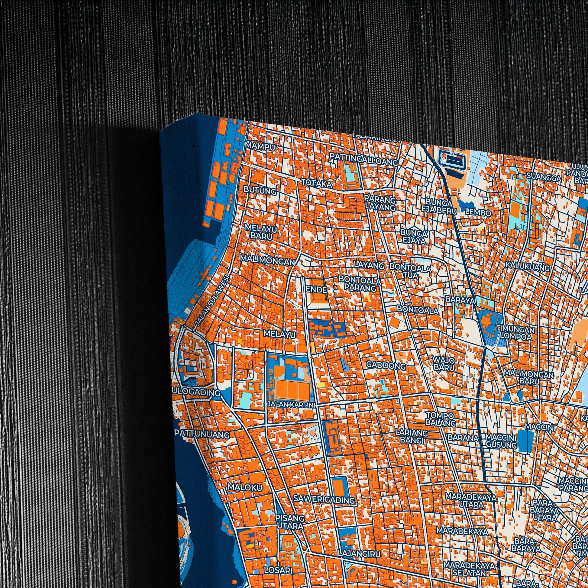 Makassar Indonesia Colorful City Map Canvas Print Detail