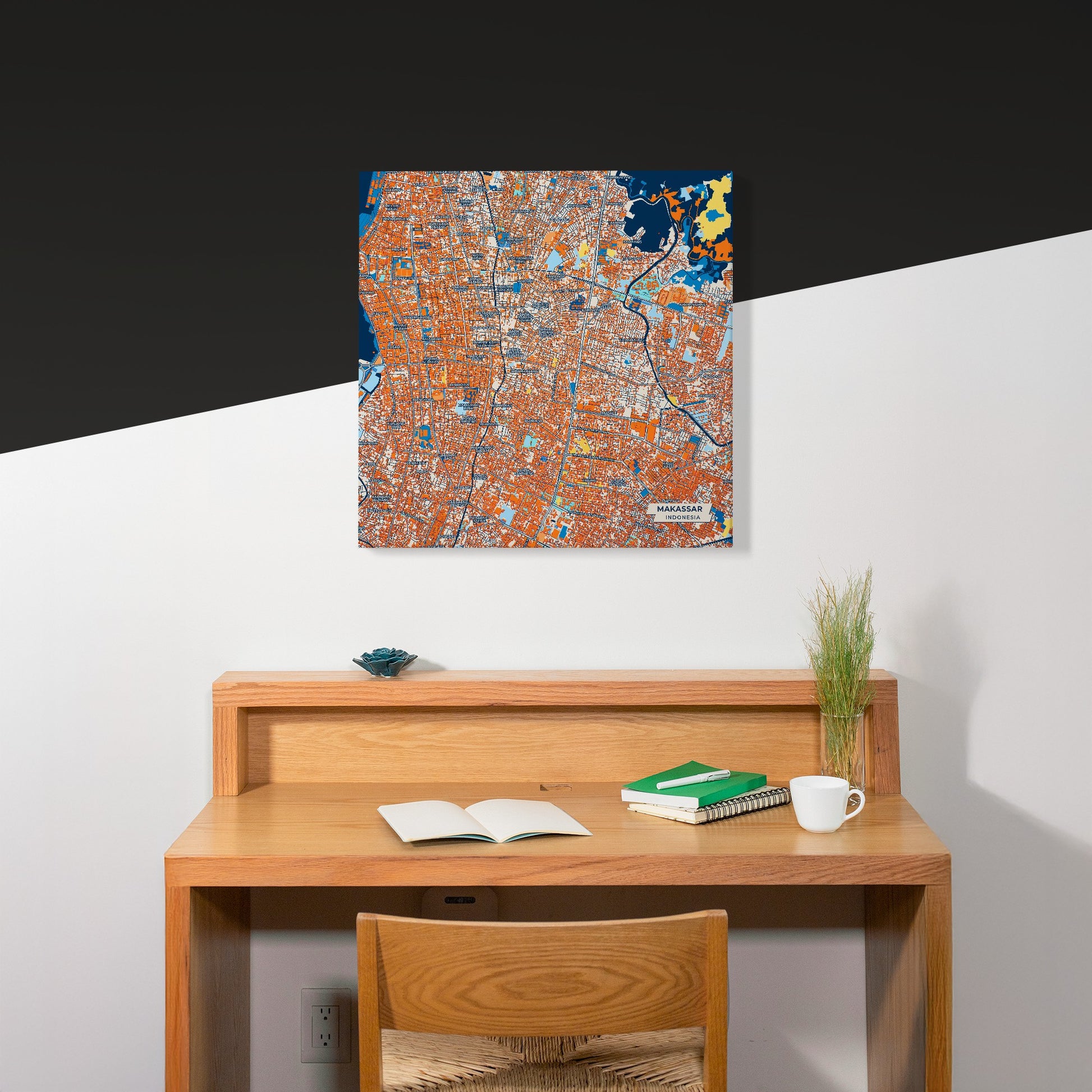 Makassar Indonesia Colorful City Map Canvas Print Scene