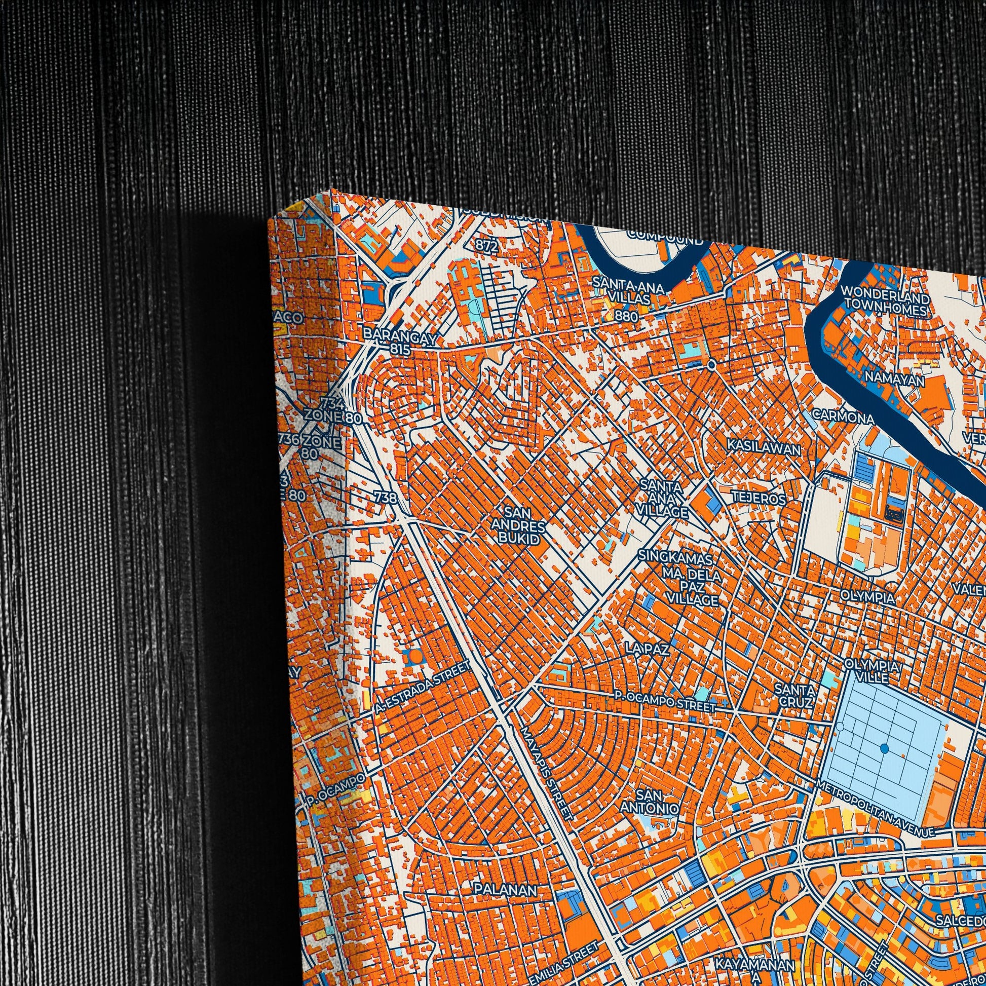 Makati Philippines Colorful City Map Canvas Print Detail