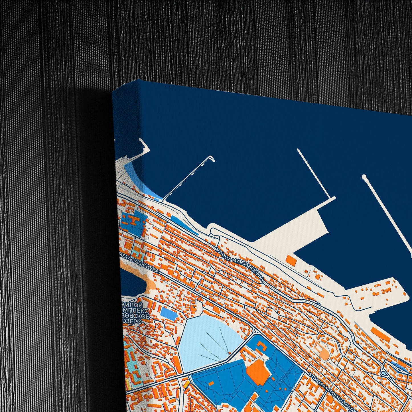 Махачкала Russia Colorful City Map Canvas Print Detail