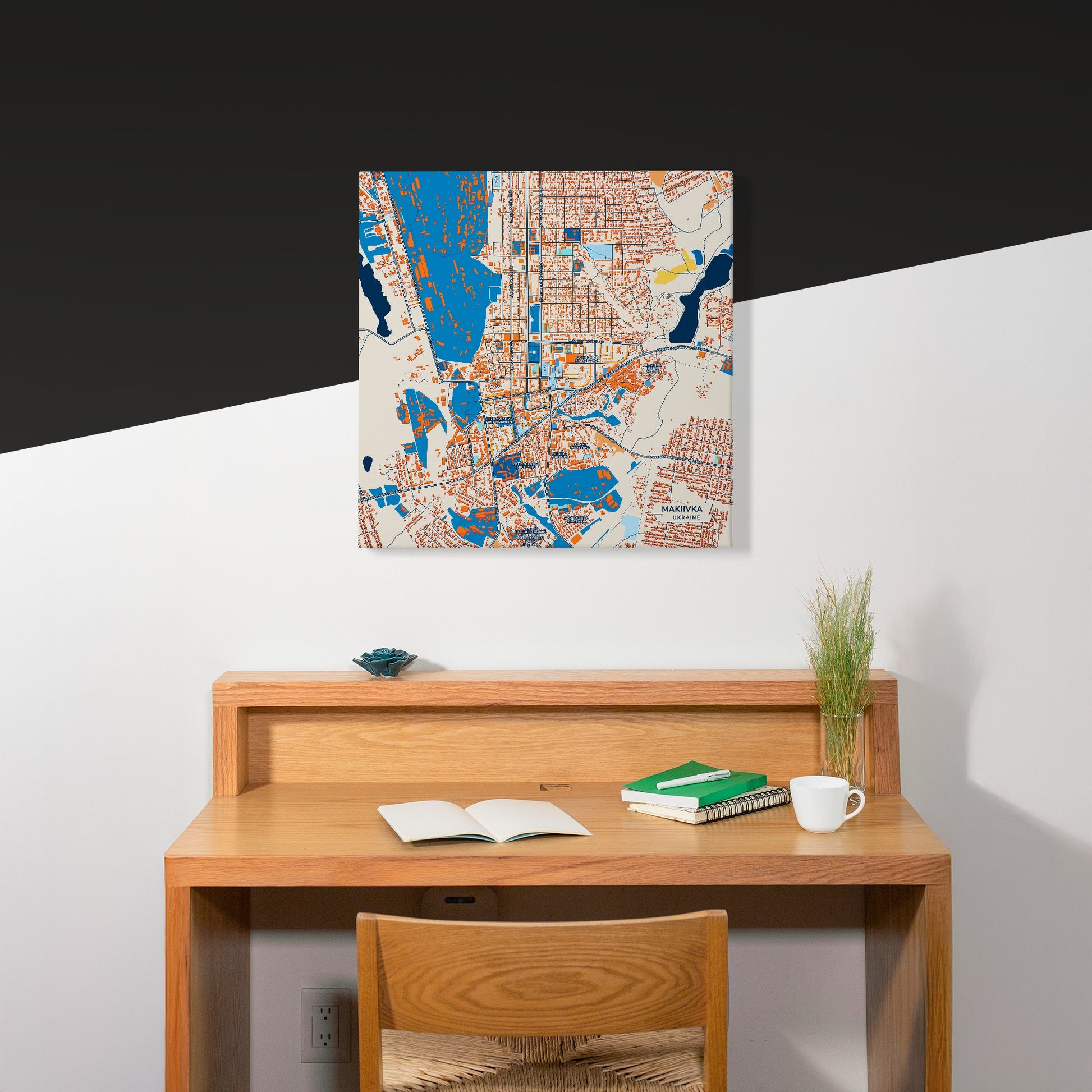 Макіївка Ukraine Colorful City Map Canvas Print Scene