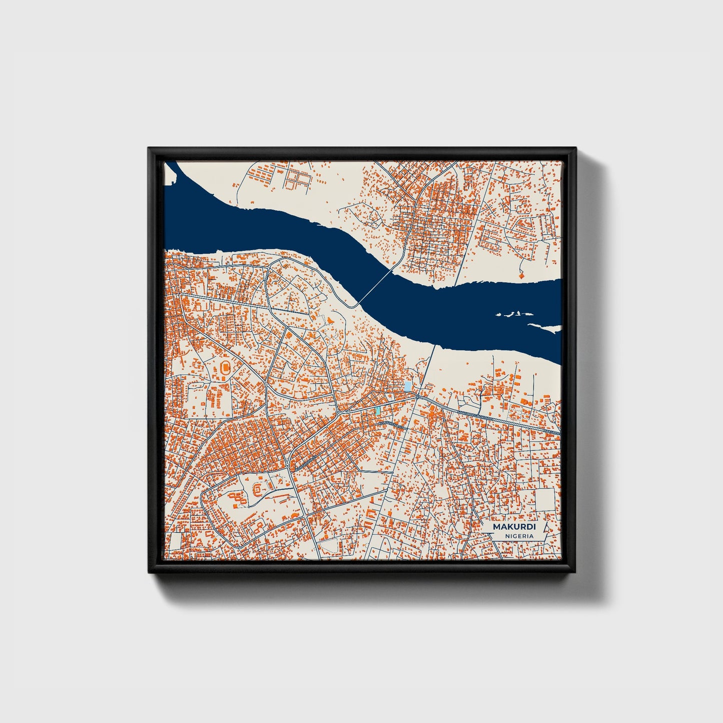 Makurdi Nigeria Colorful City Map Canvas Print • Black Framed
