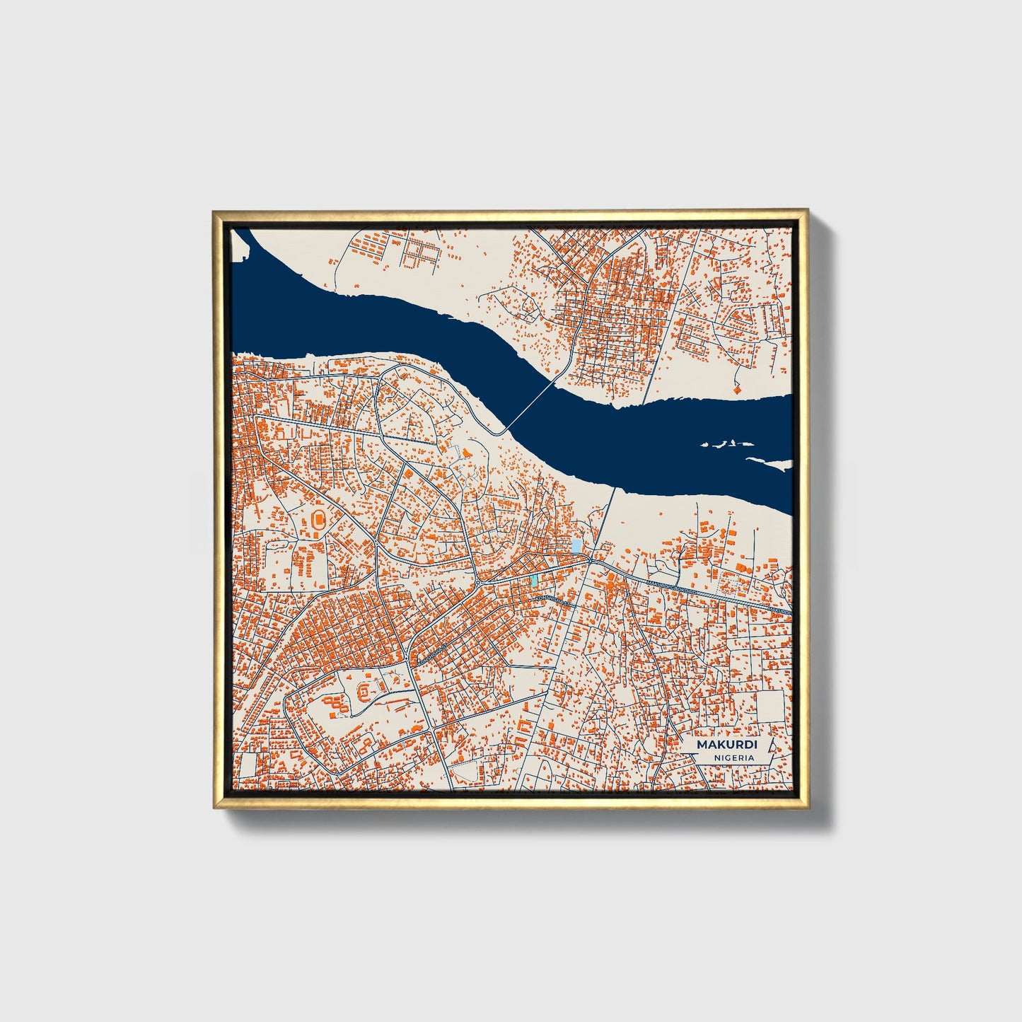 Makurdi Nigeria Colorful City Map Canvas Print • Gold Framed