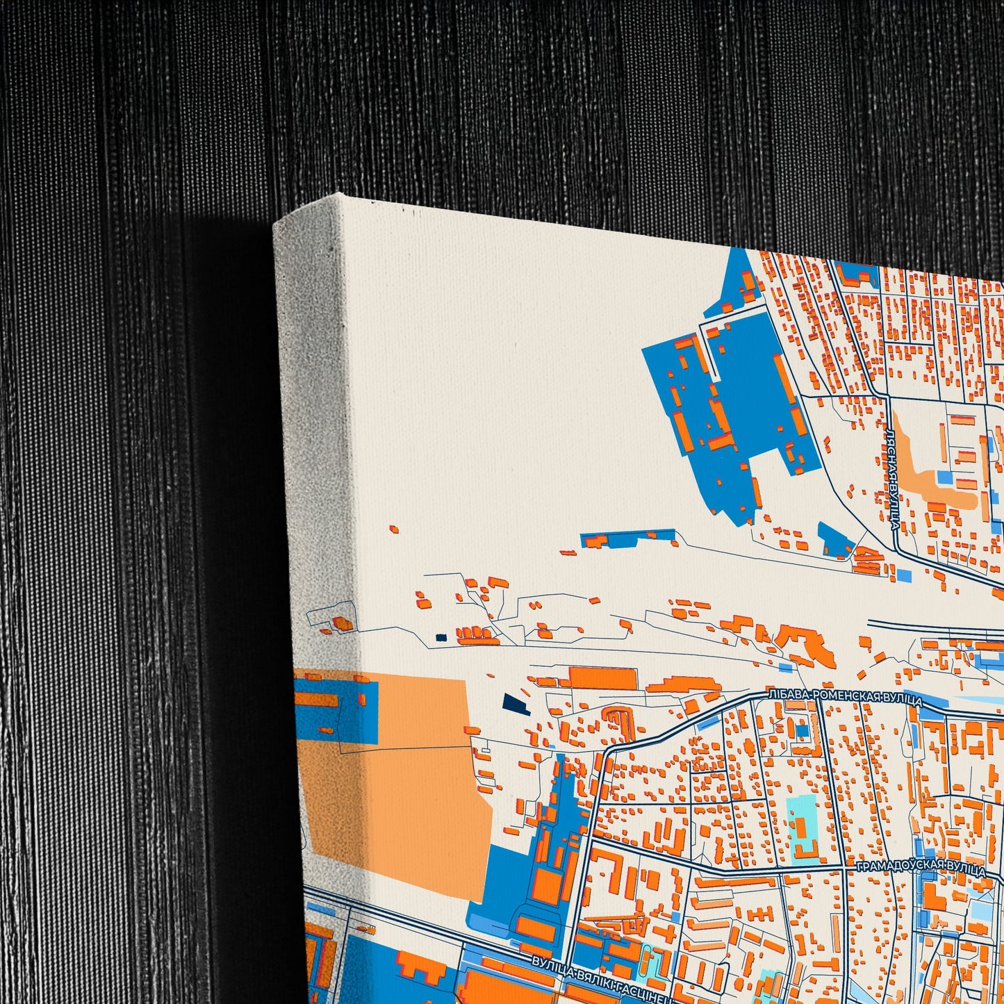 Маладзеечна Belarus Colorful City Map Canvas Print Detail