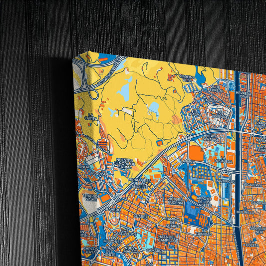 Málaga Spain Colorful City Map Canvas Print Detail