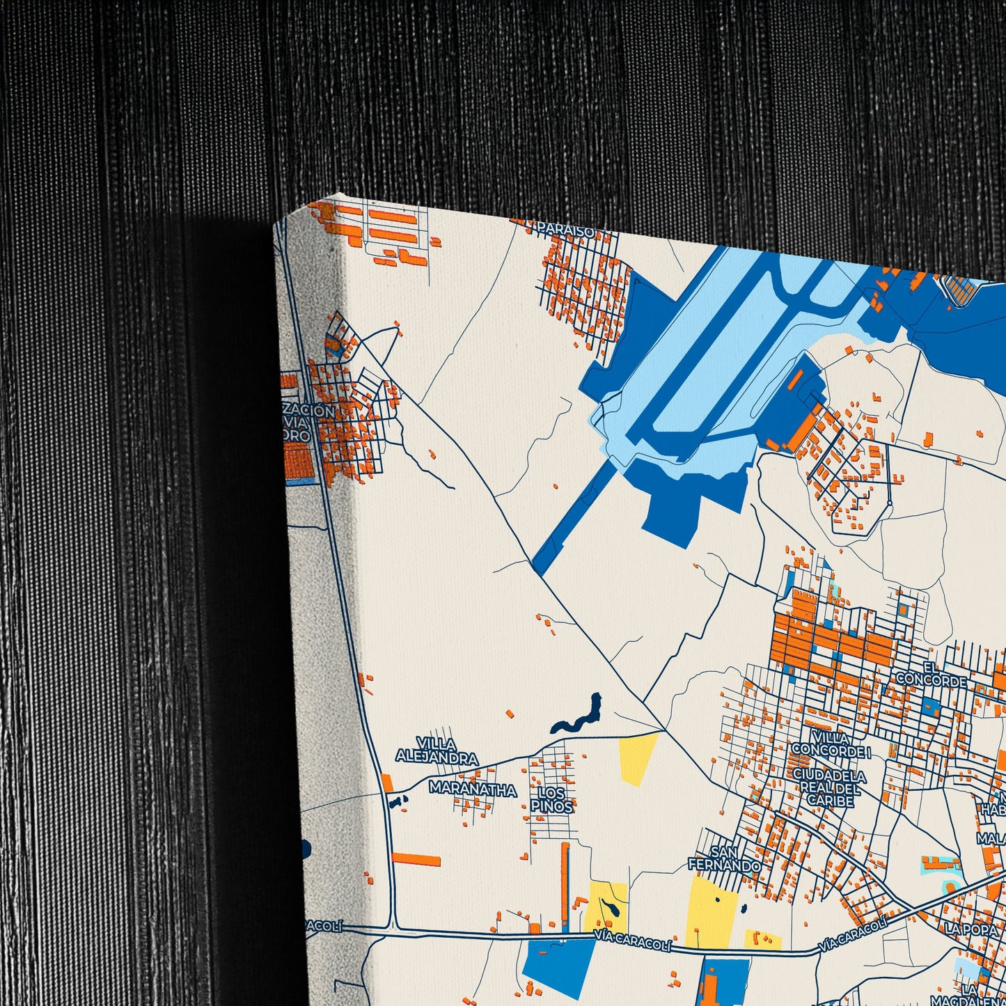 Malambo Colombia Colorful City Map Canvas Print Detail