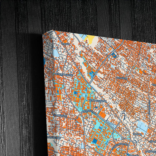 Malang Indonesia Colorful City Map Canvas Print Detail