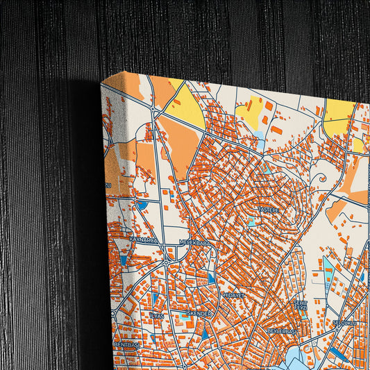 Malatya Turkey Colorful City Map Canvas Print Detail
