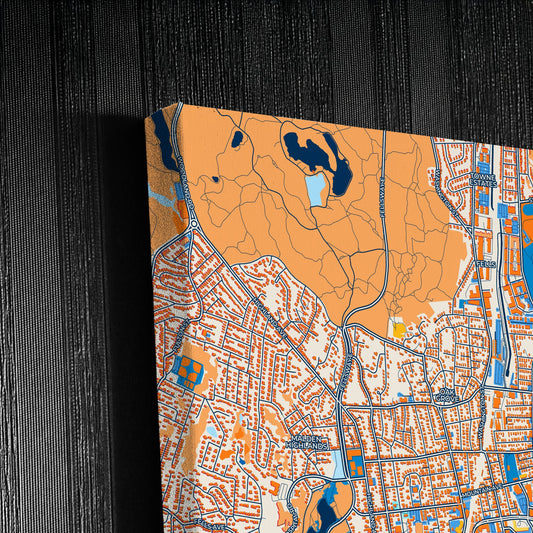 Malden Massachusetts Colorful City Map Canvas Print Detail