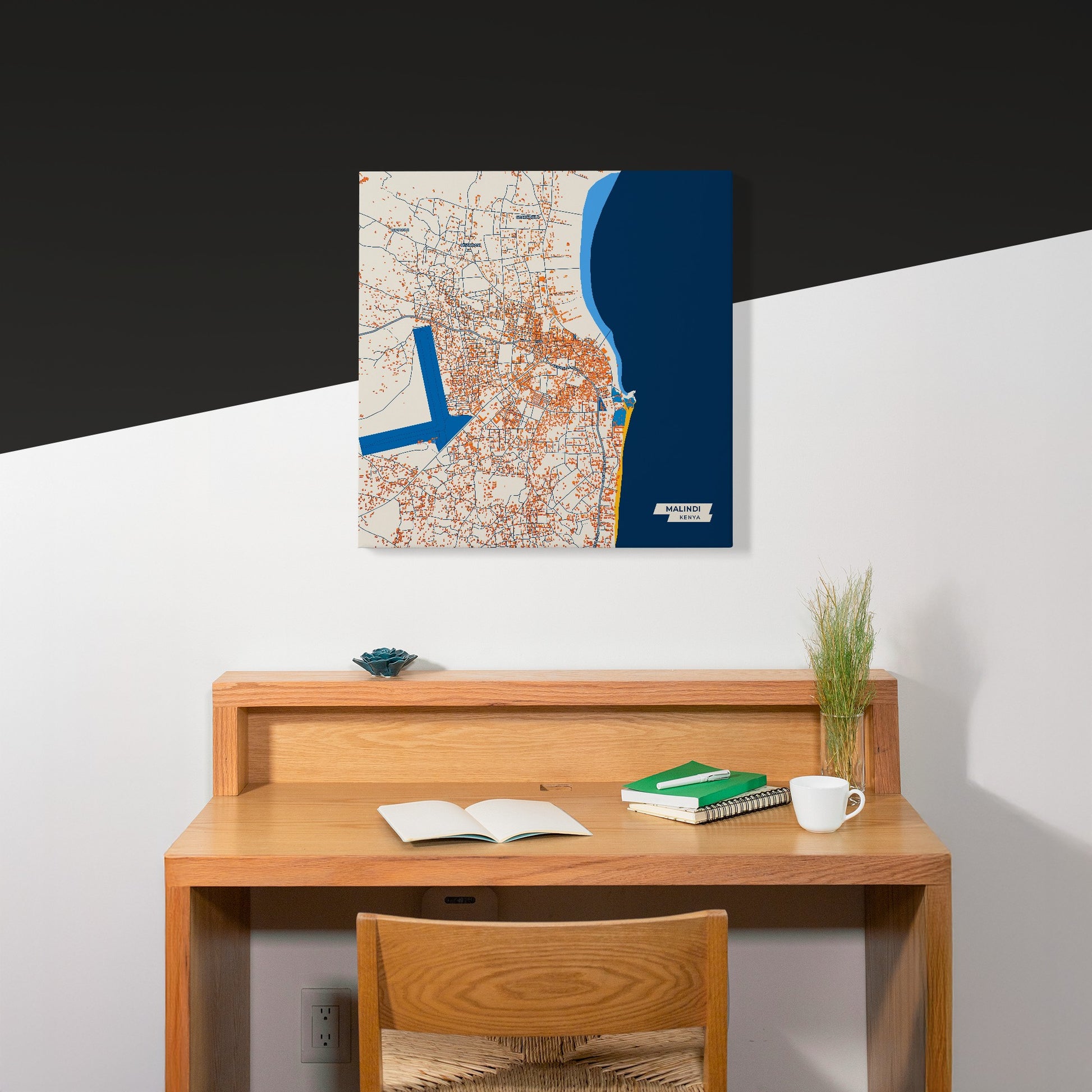 Malindi Kenya Colorful City Map Canvas Print Scene