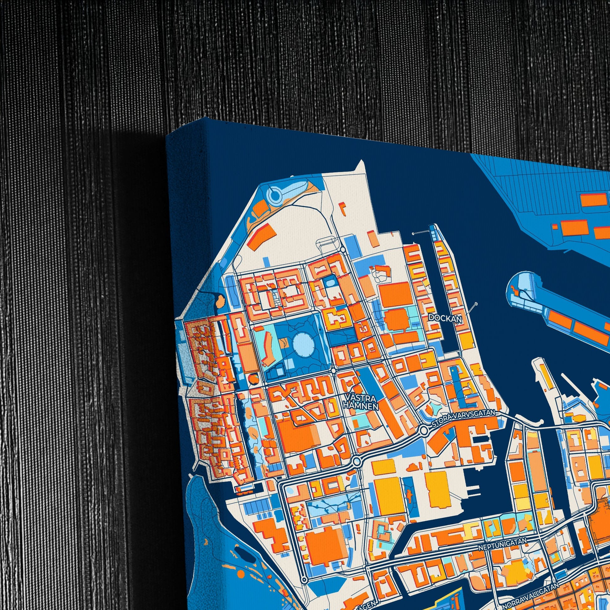 Malmö Sweden Colorful City Map Canvas Print Detail