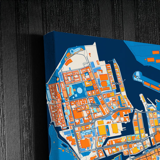 Malmö Sweden Colorful City Map Canvas Print Detail