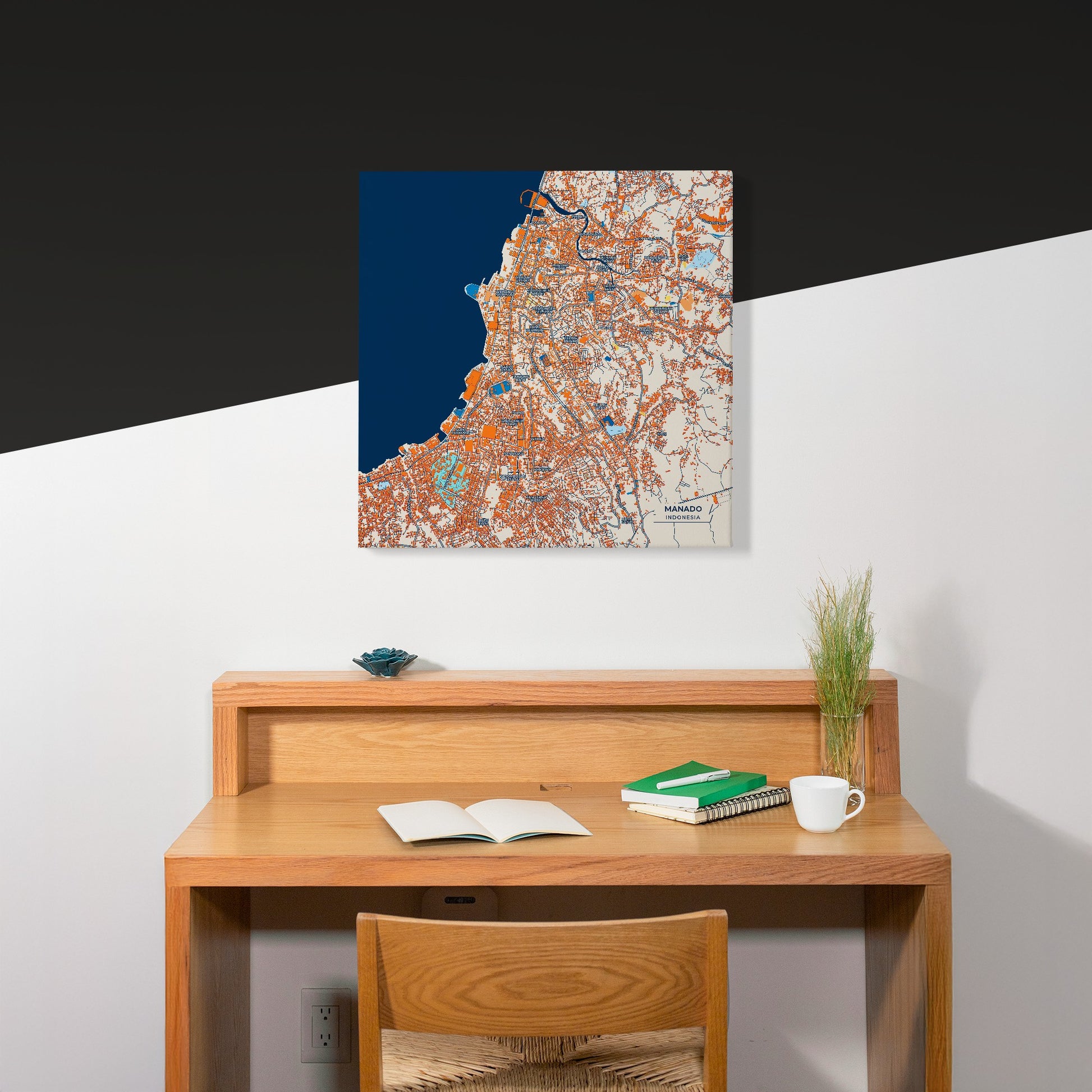 Manado Indonesia Colorful City Map Canvas Print Scene