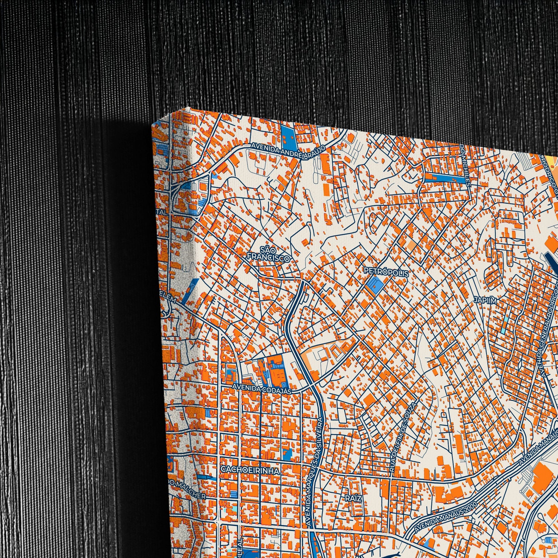 Manaus Brazil Colorful City Map Canvas Print Detail