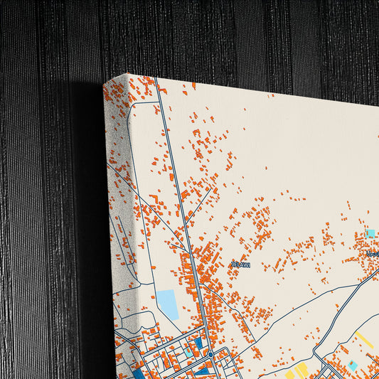 Manbij Syria Colorful City Map Canvas Print Detail