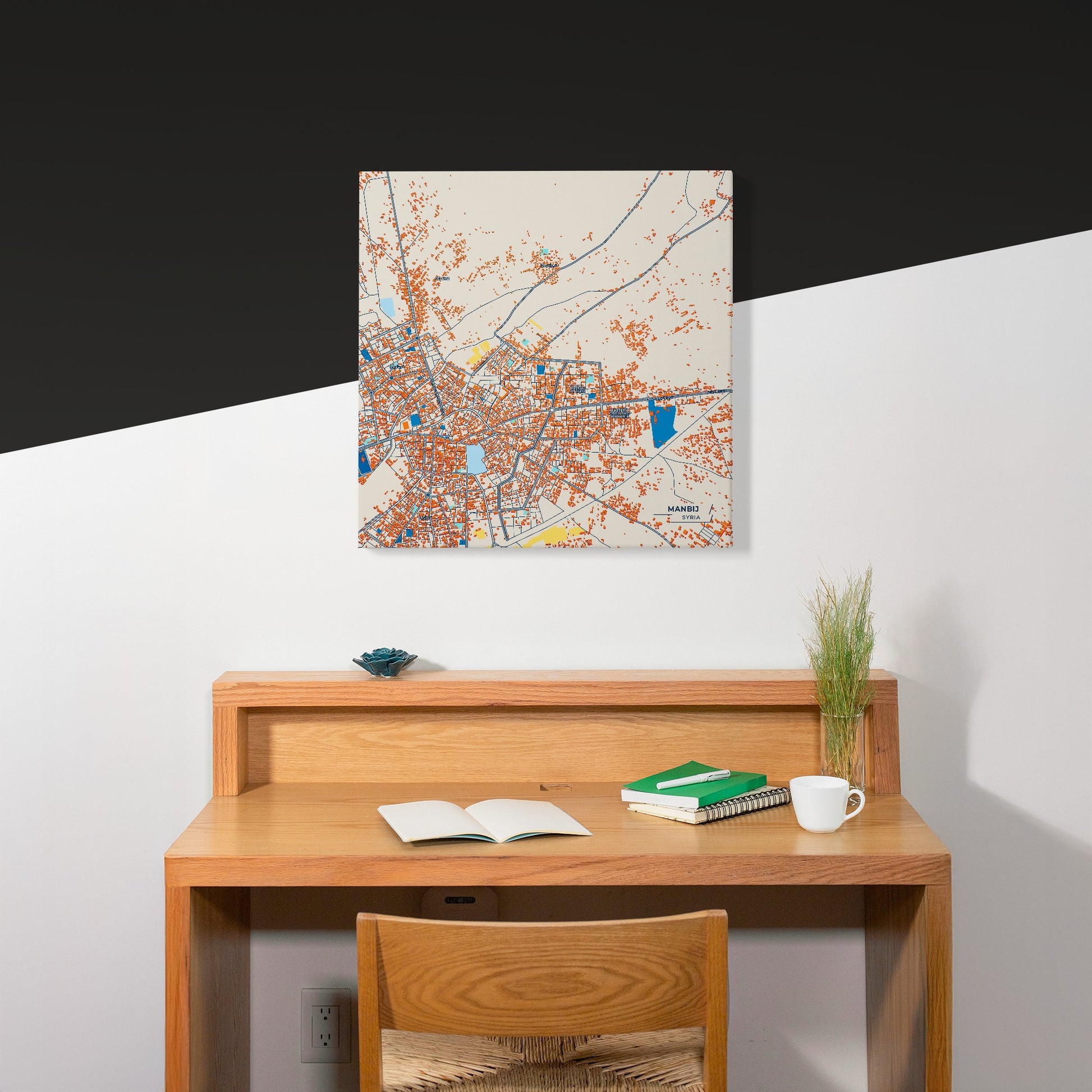 Manbij Syria Colorful City Map Canvas Print Scene