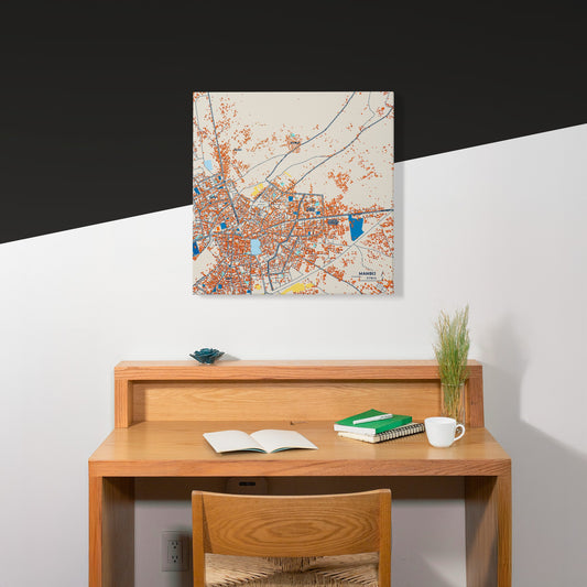 Manbij Syria Colorful City Map Canvas Print Scene