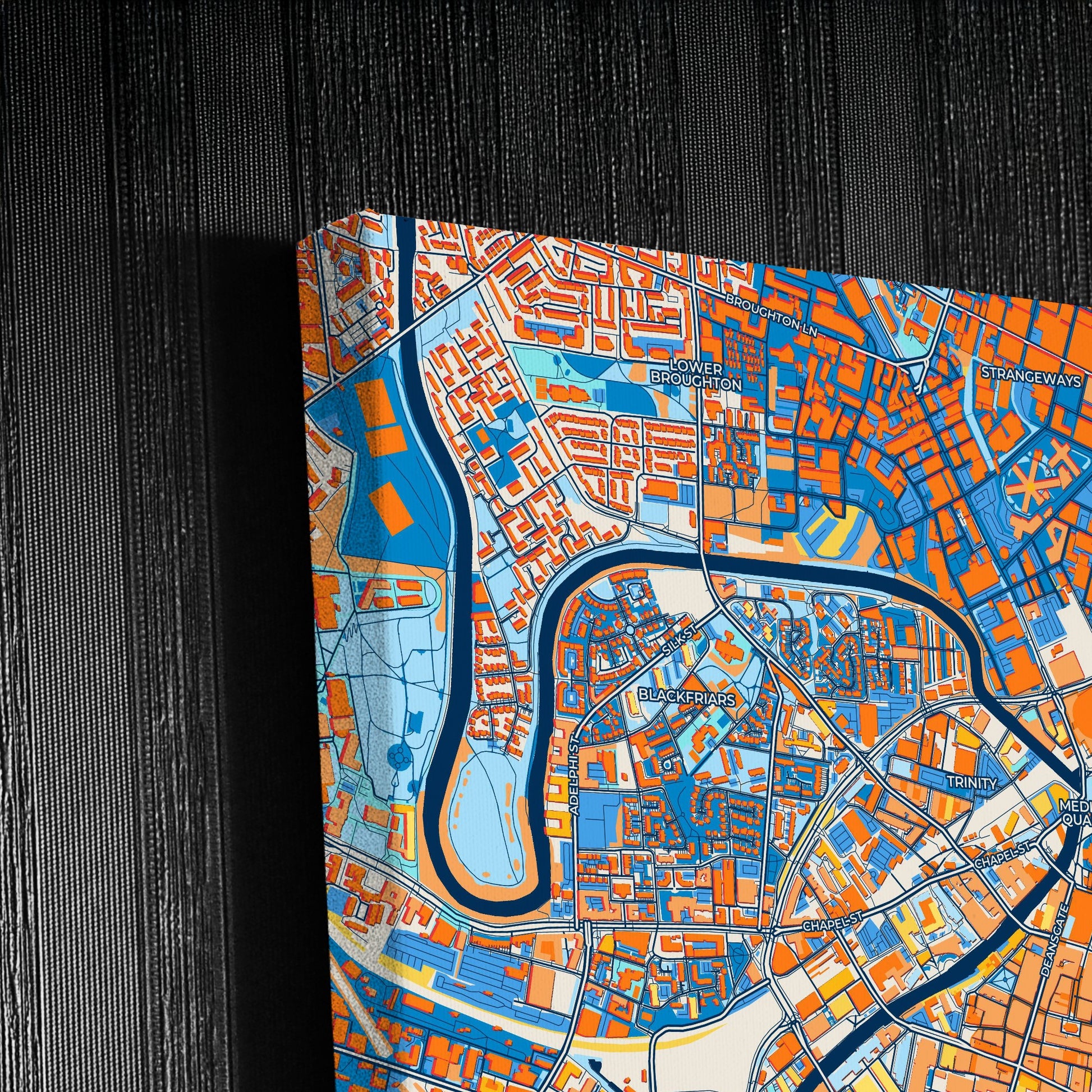 Manchester England Colorful City Map Canvas Print Detail
