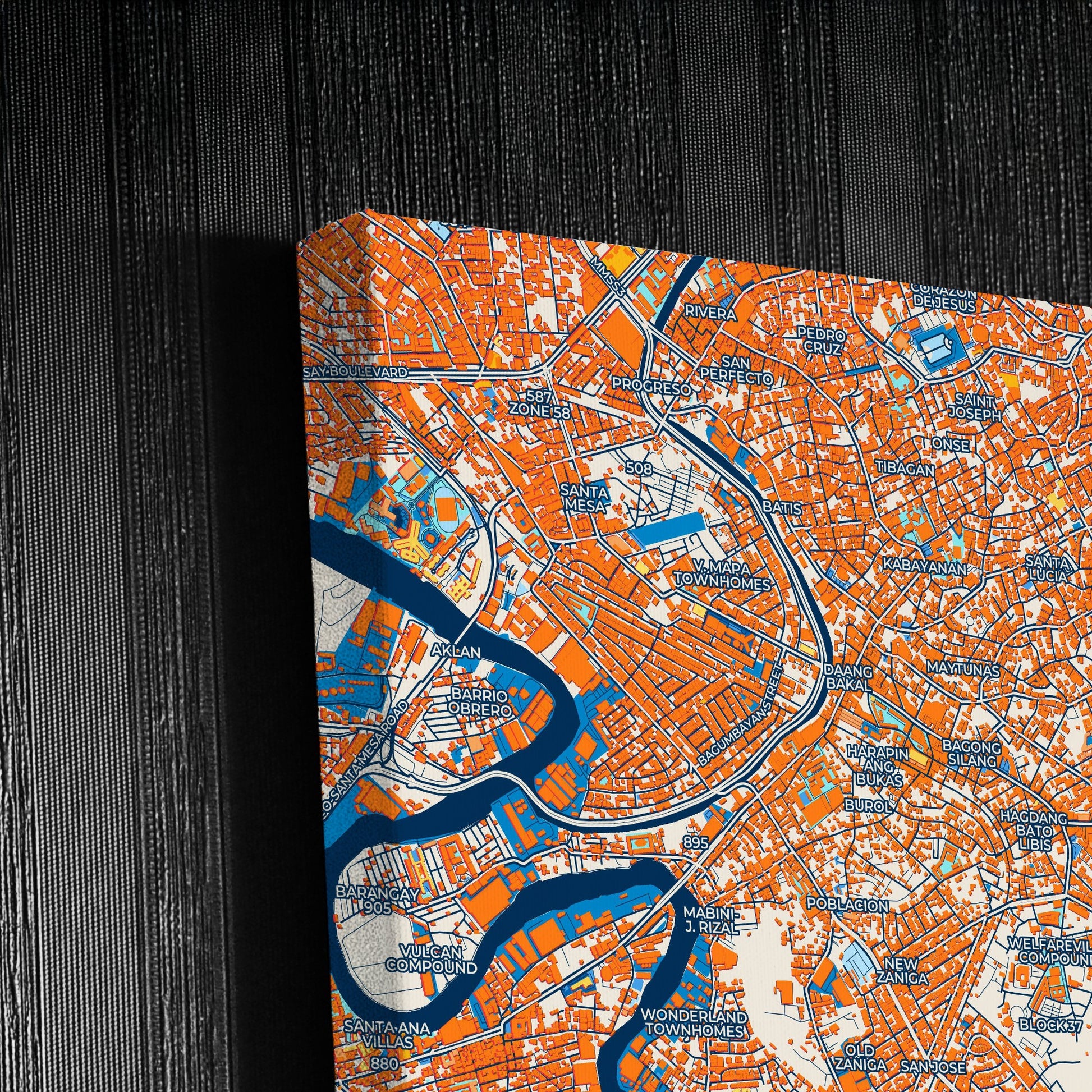 Mandaluyong Philippines Colorful City Map Canvas Print Detail