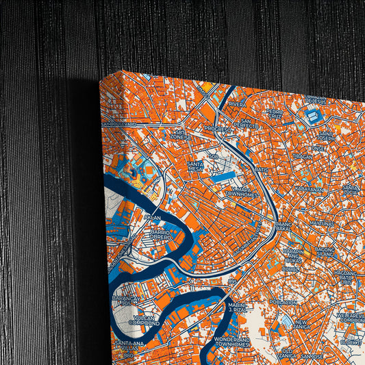 Mandaluyong Philippines Colorful City Map Canvas Print Detail