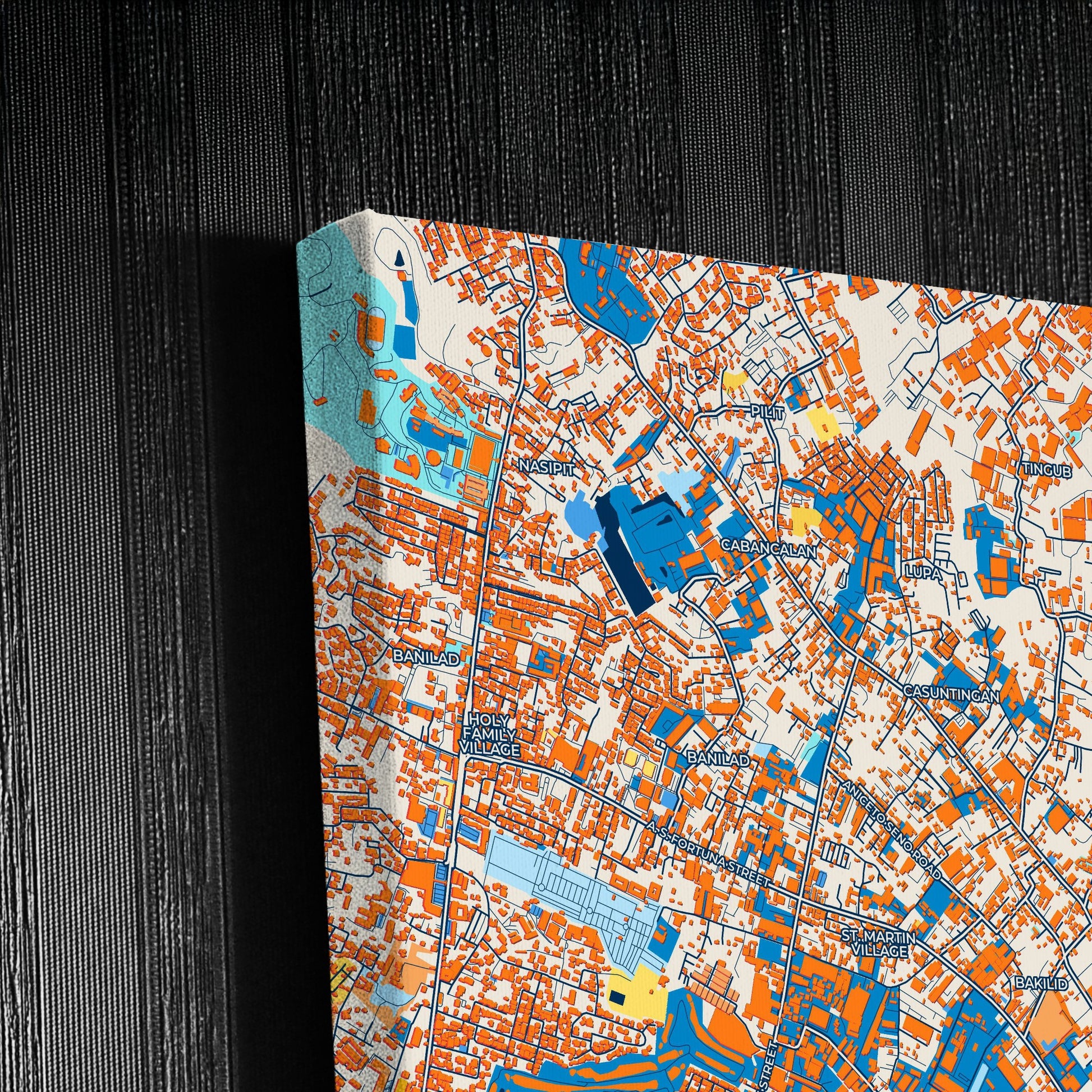 Mandaue Philippines Colorful City Map Canvas Print Detail