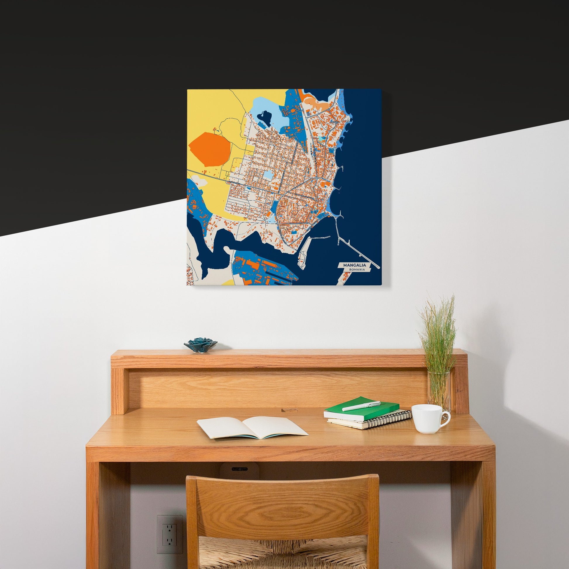 Mangalia Romania Colorful City Map Canvas Print Scene