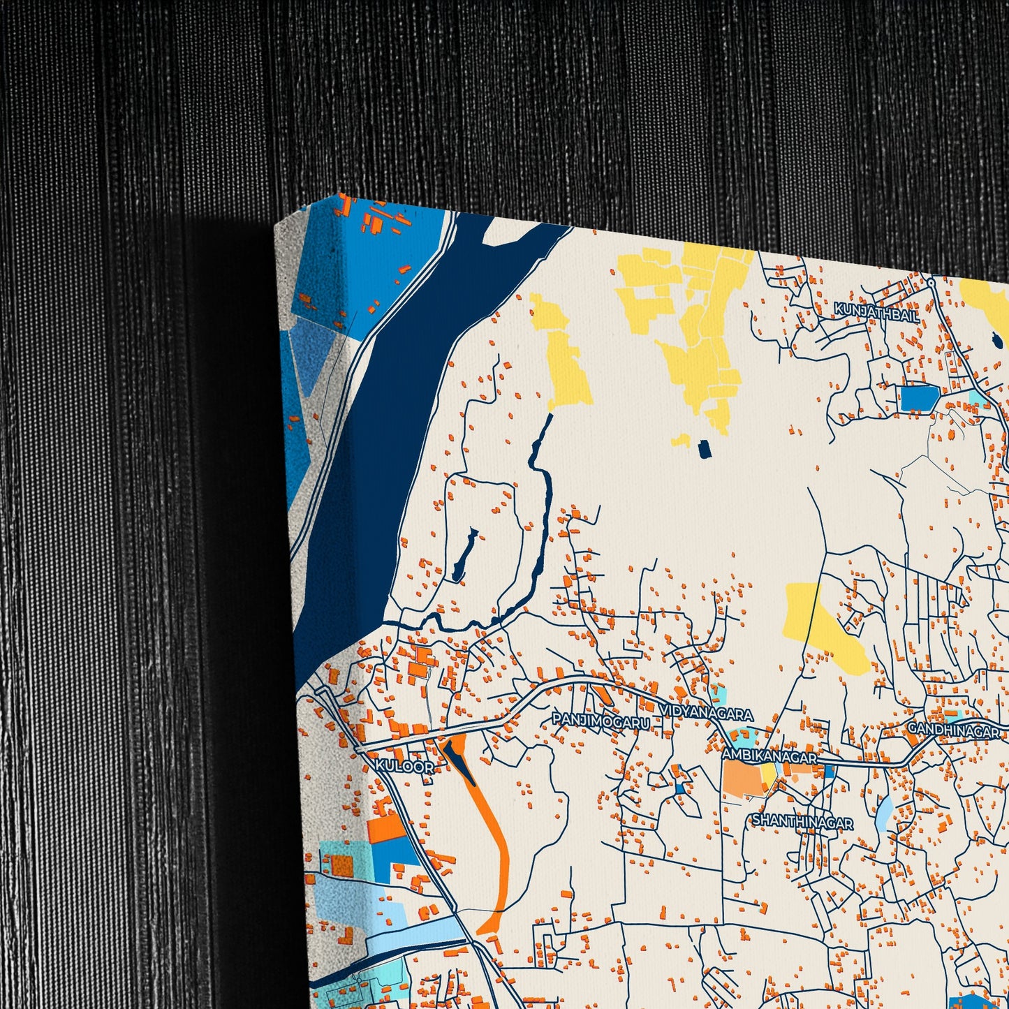 Mangalore India Colorful City Map Canvas Print Detail